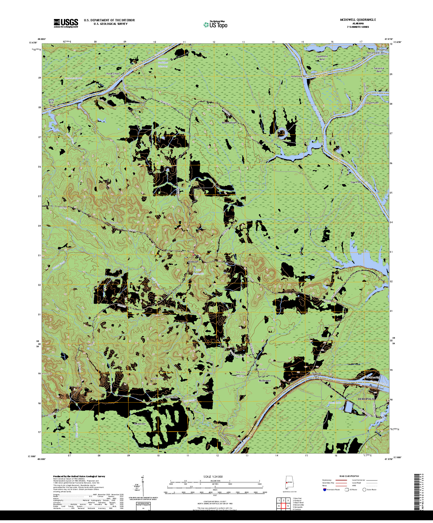 US TOPO 7.5-MINUTE MAP FOR MCDOWELL, AL