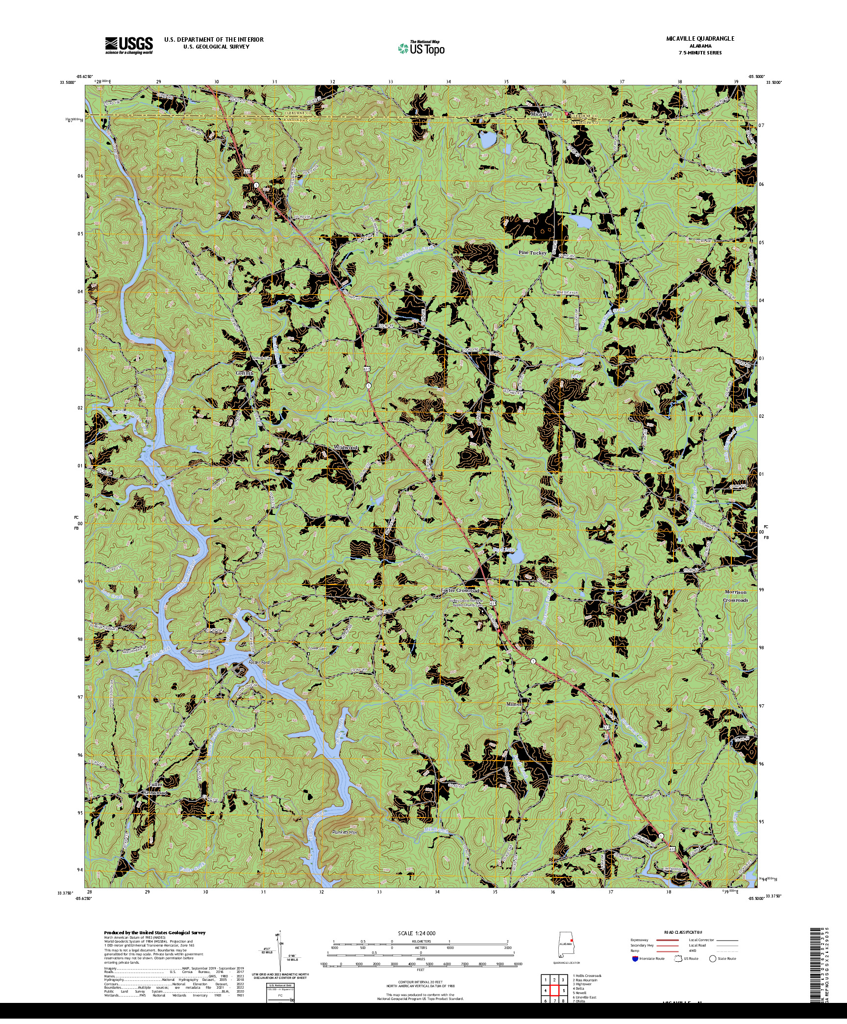 US TOPO 7.5-MINUTE MAP FOR MICAVILLE, AL