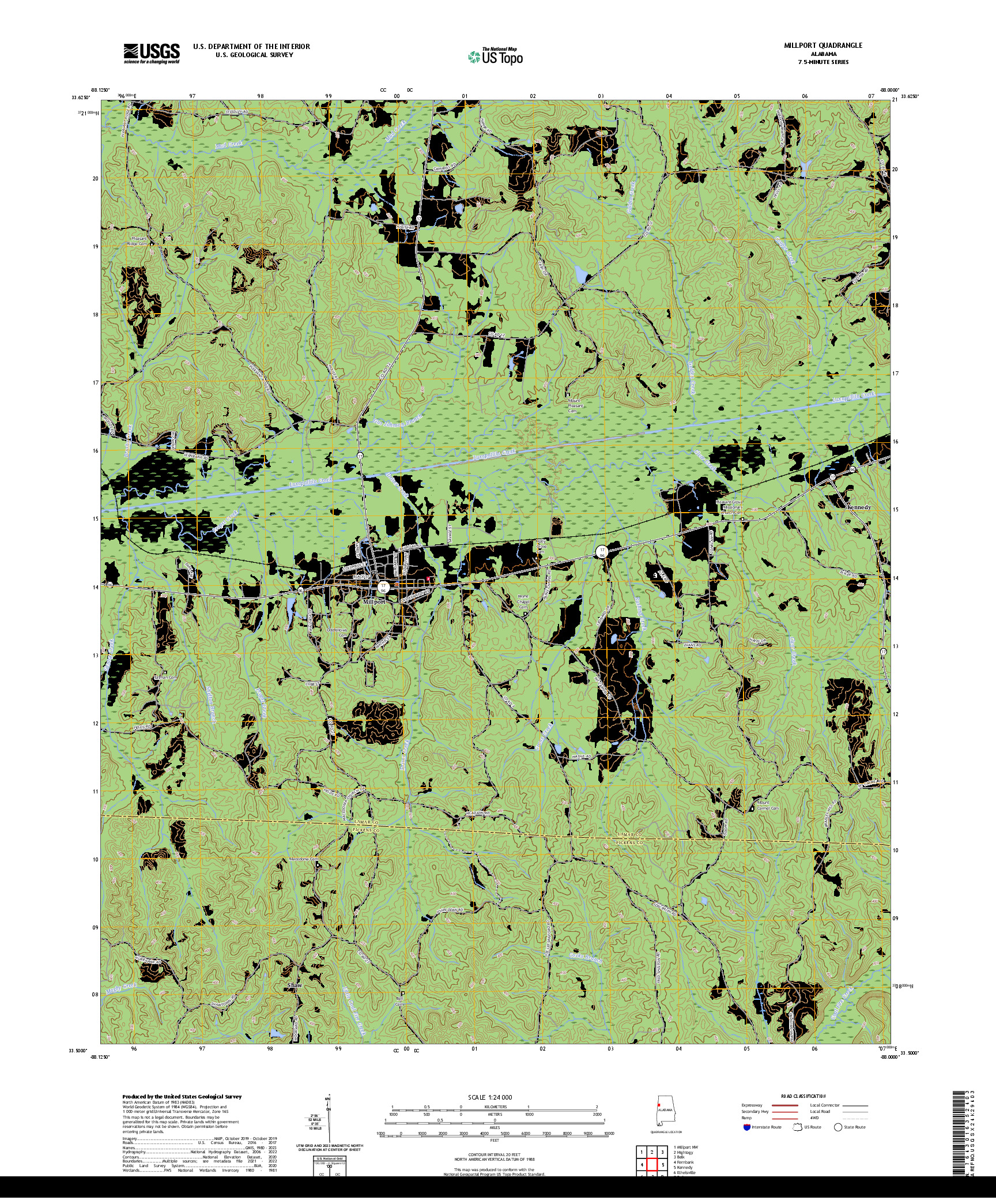 US TOPO 7.5-MINUTE MAP FOR MILLPORT, AL