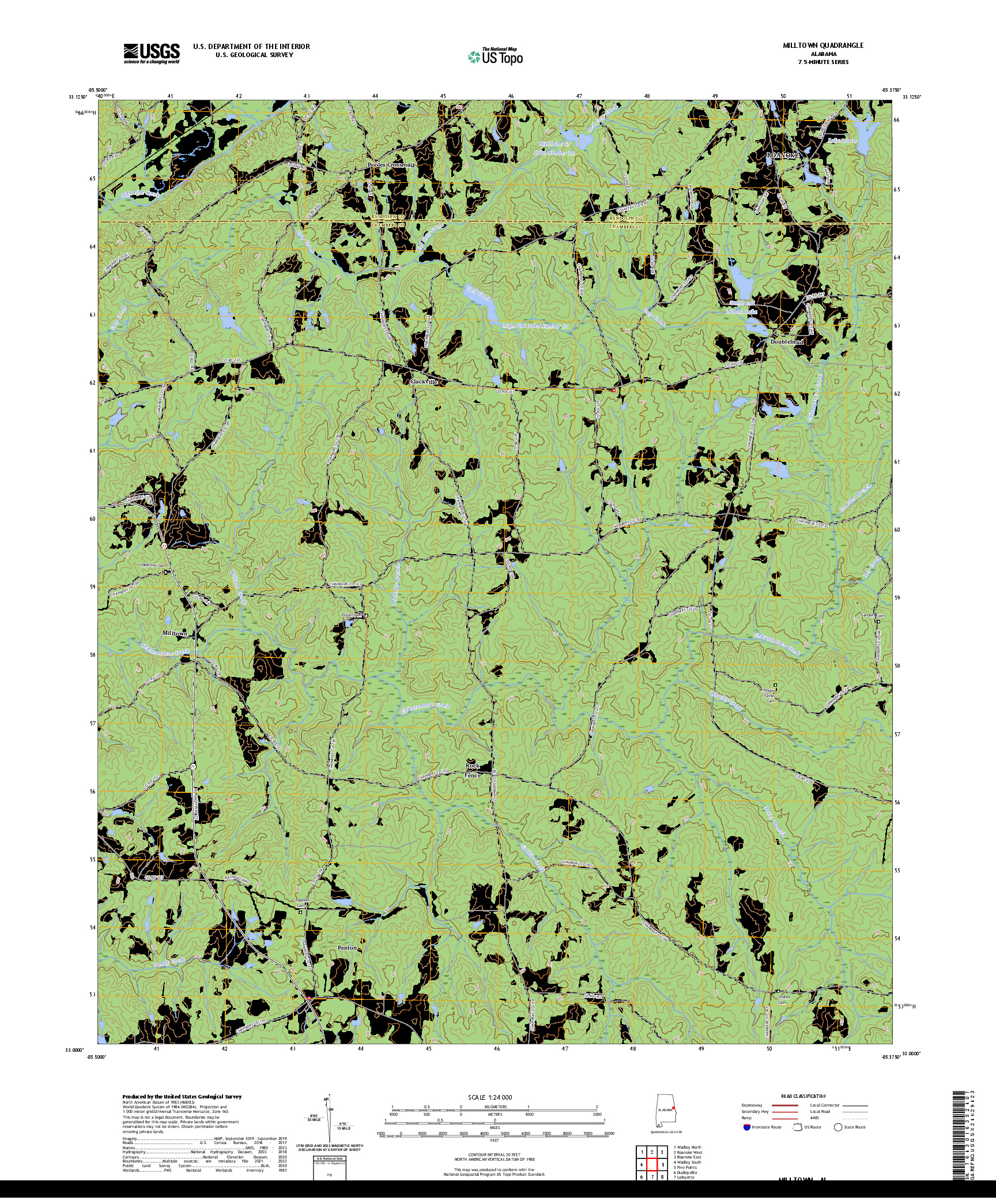 US TOPO 7.5-MINUTE MAP FOR MILLTOWN, AL