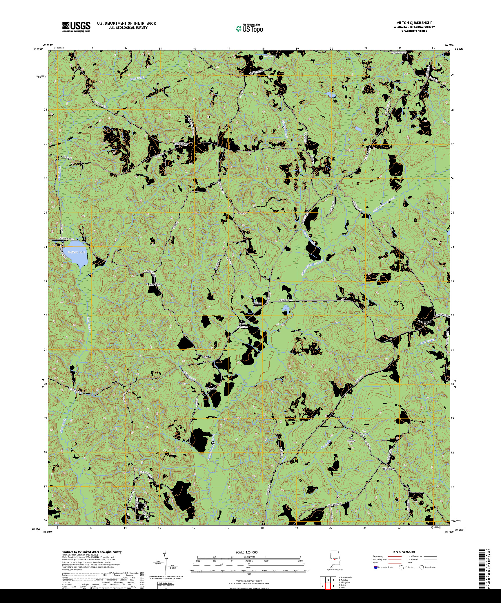 US TOPO 7.5-MINUTE MAP FOR MILTON, AL