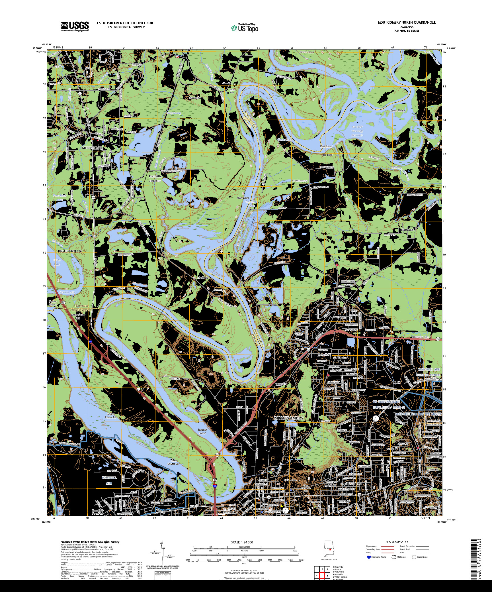 US TOPO 7.5-MINUTE MAP FOR MONTGOMERY NORTH, AL