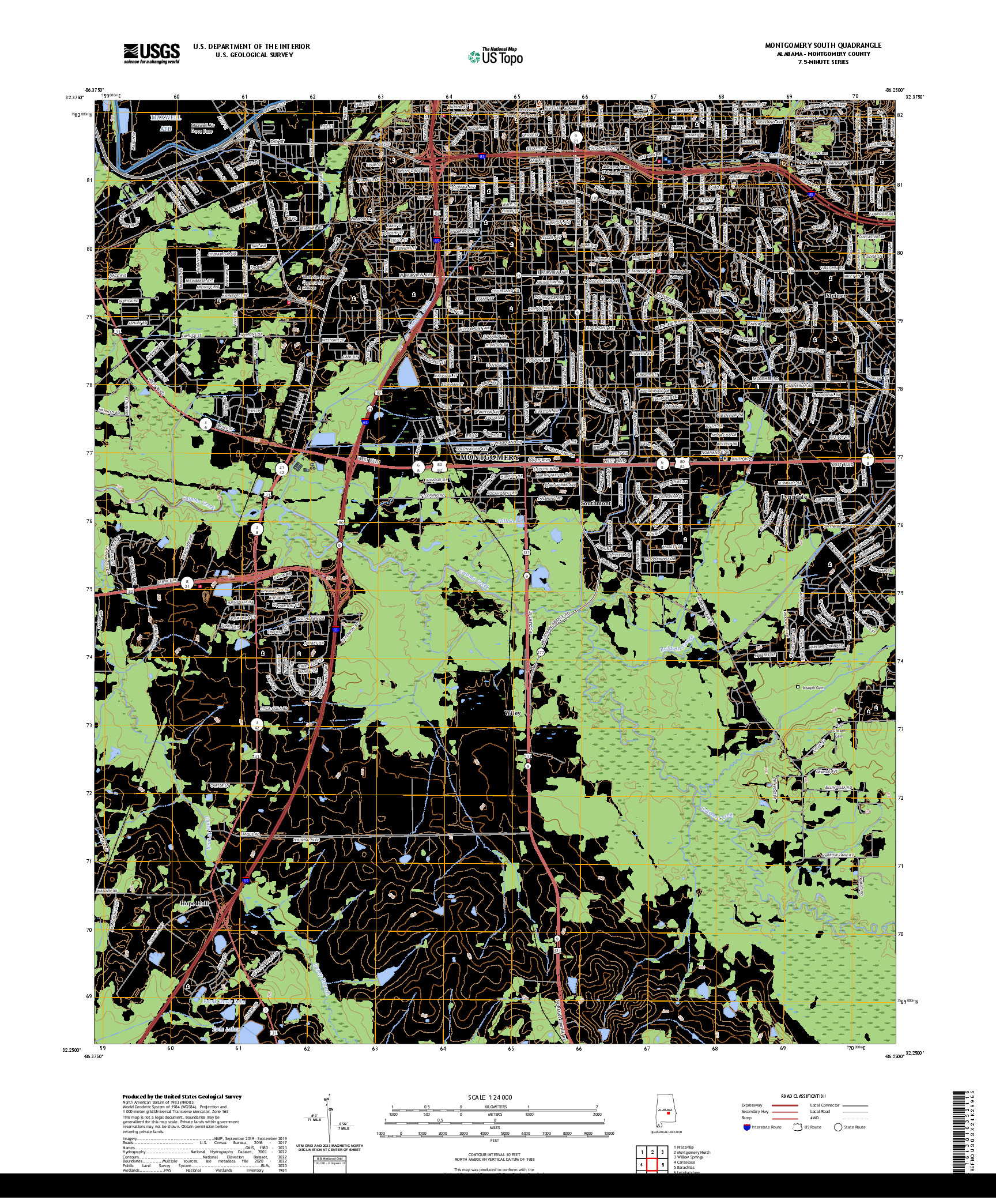US TOPO 7.5-MINUTE MAP FOR MONTGOMERY SOUTH, AL