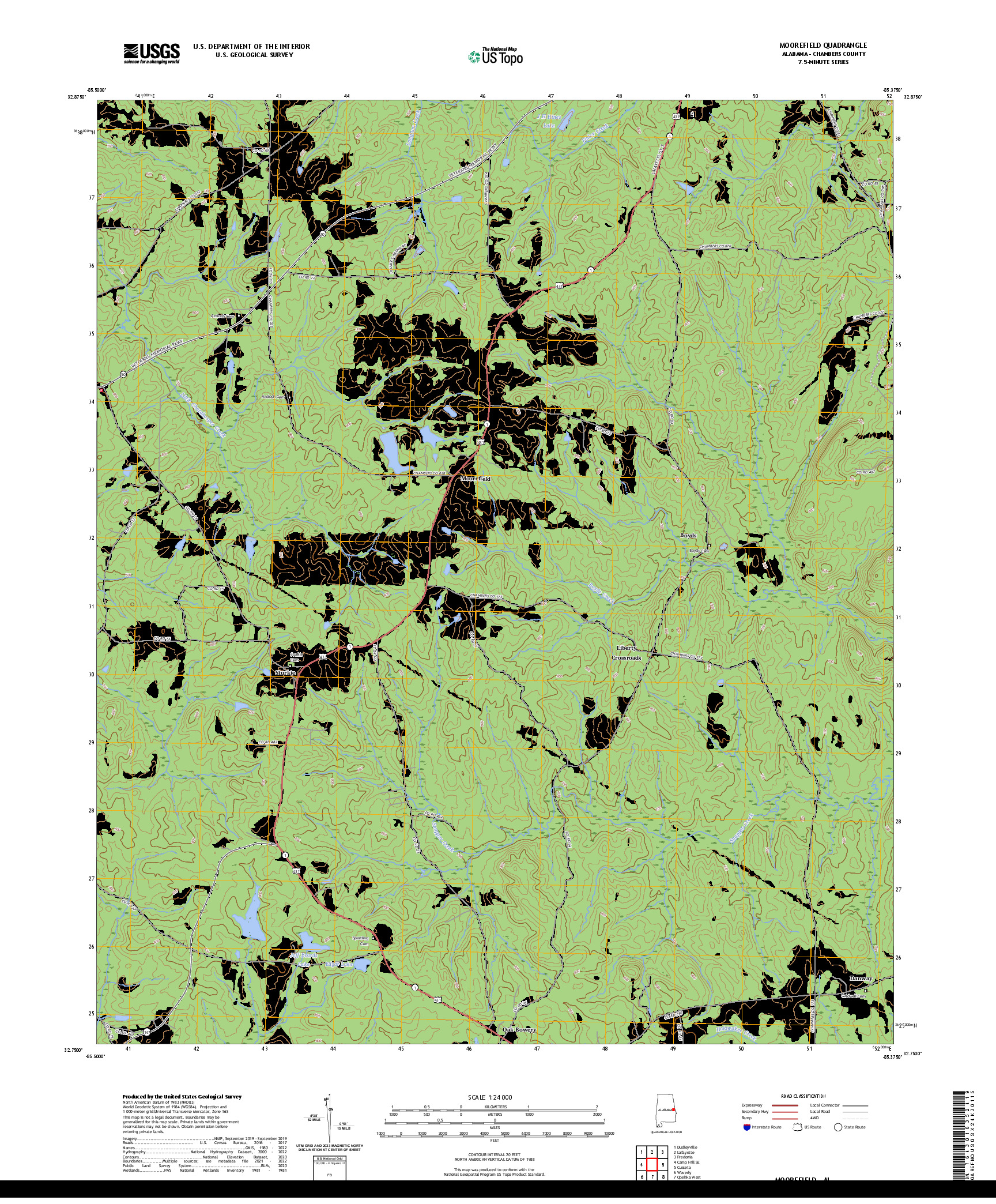 US TOPO 7.5-MINUTE MAP FOR MOOREFIELD, AL