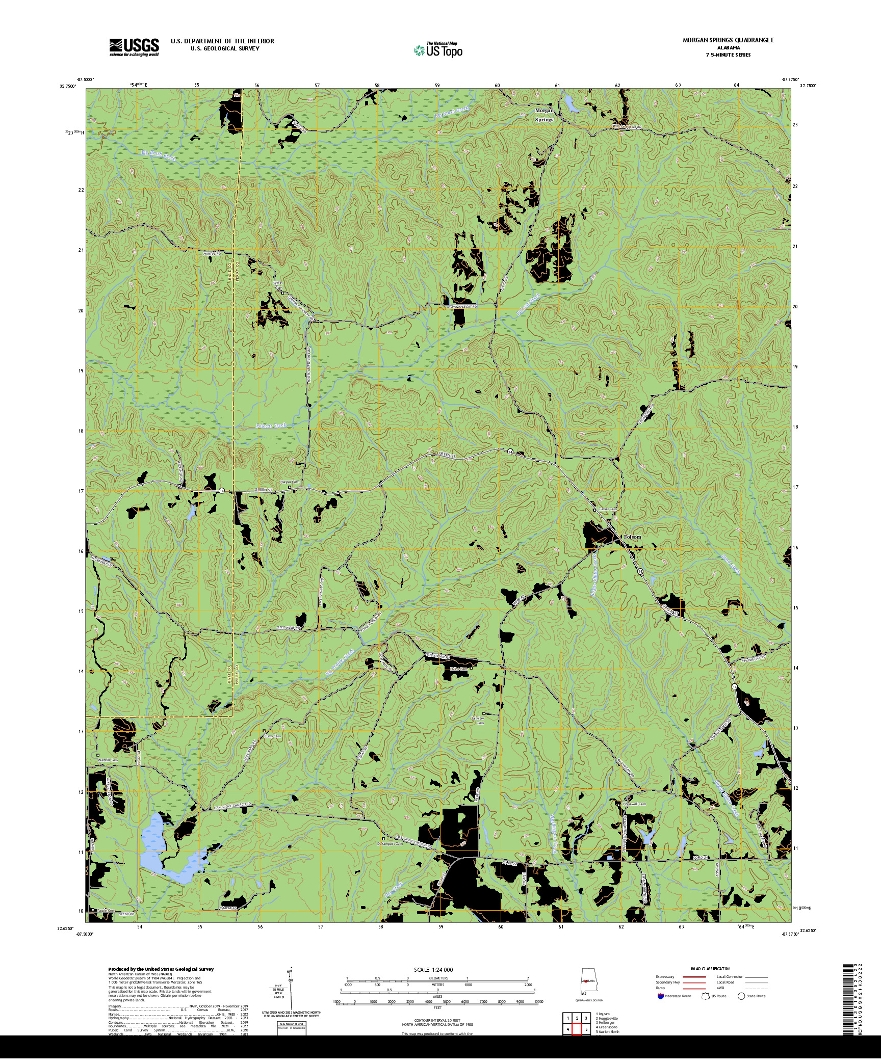 US TOPO 7.5-MINUTE MAP FOR MORGAN SPRINGS, AL