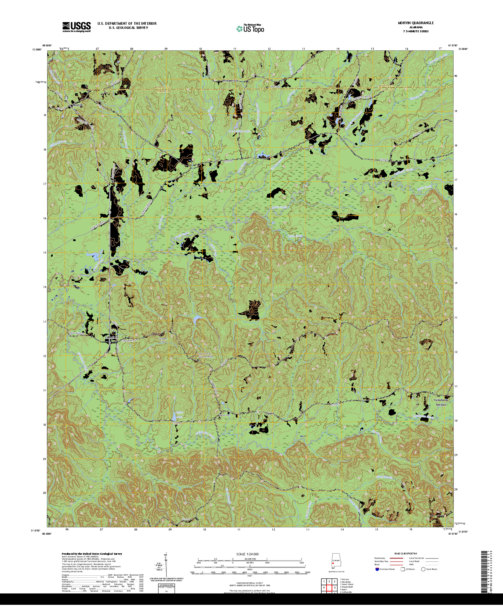 US TOPO 7.5-MINUTE MAP FOR MORVIN, AL