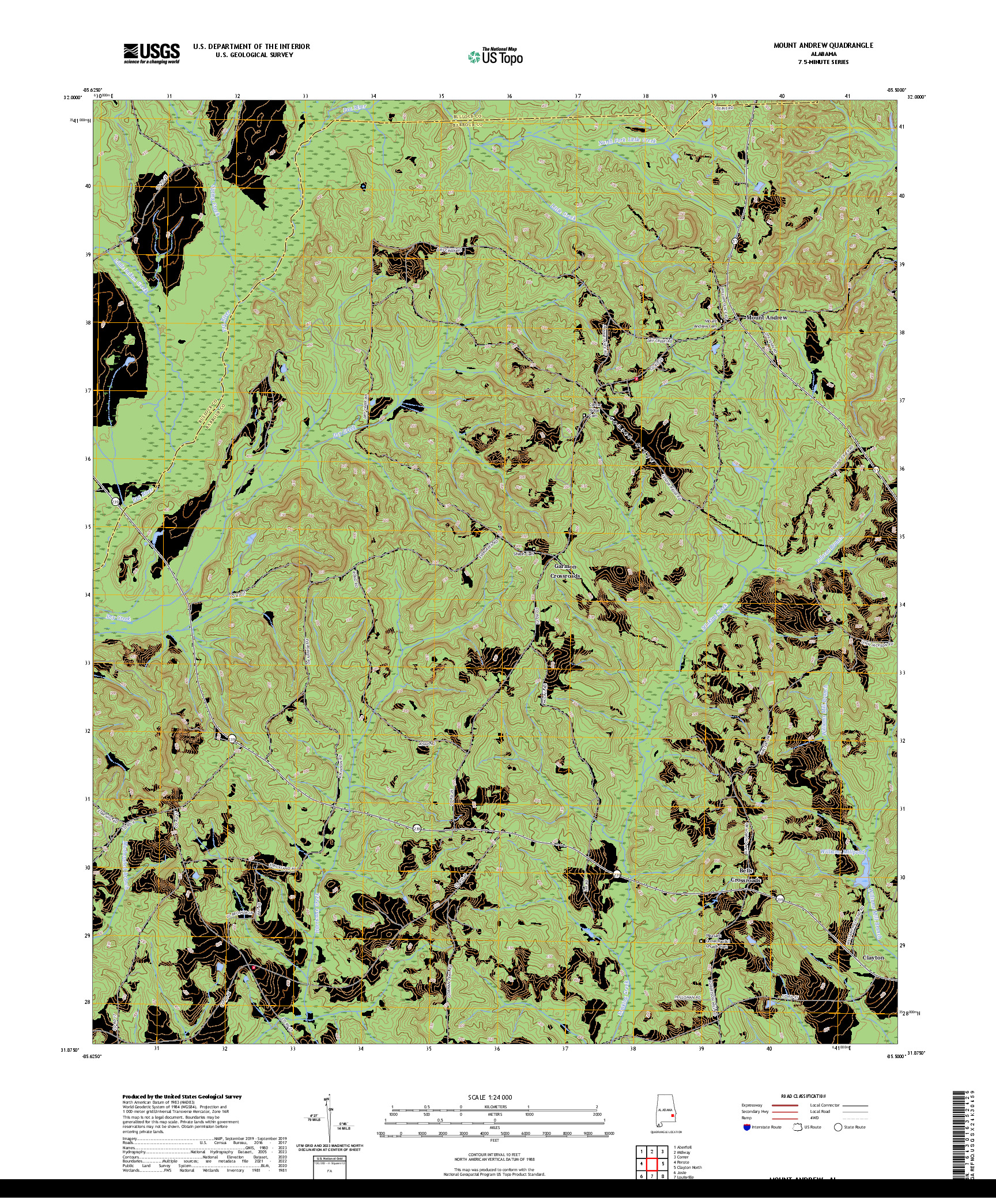 US TOPO 7.5-MINUTE MAP FOR MOUNT ANDREW, AL