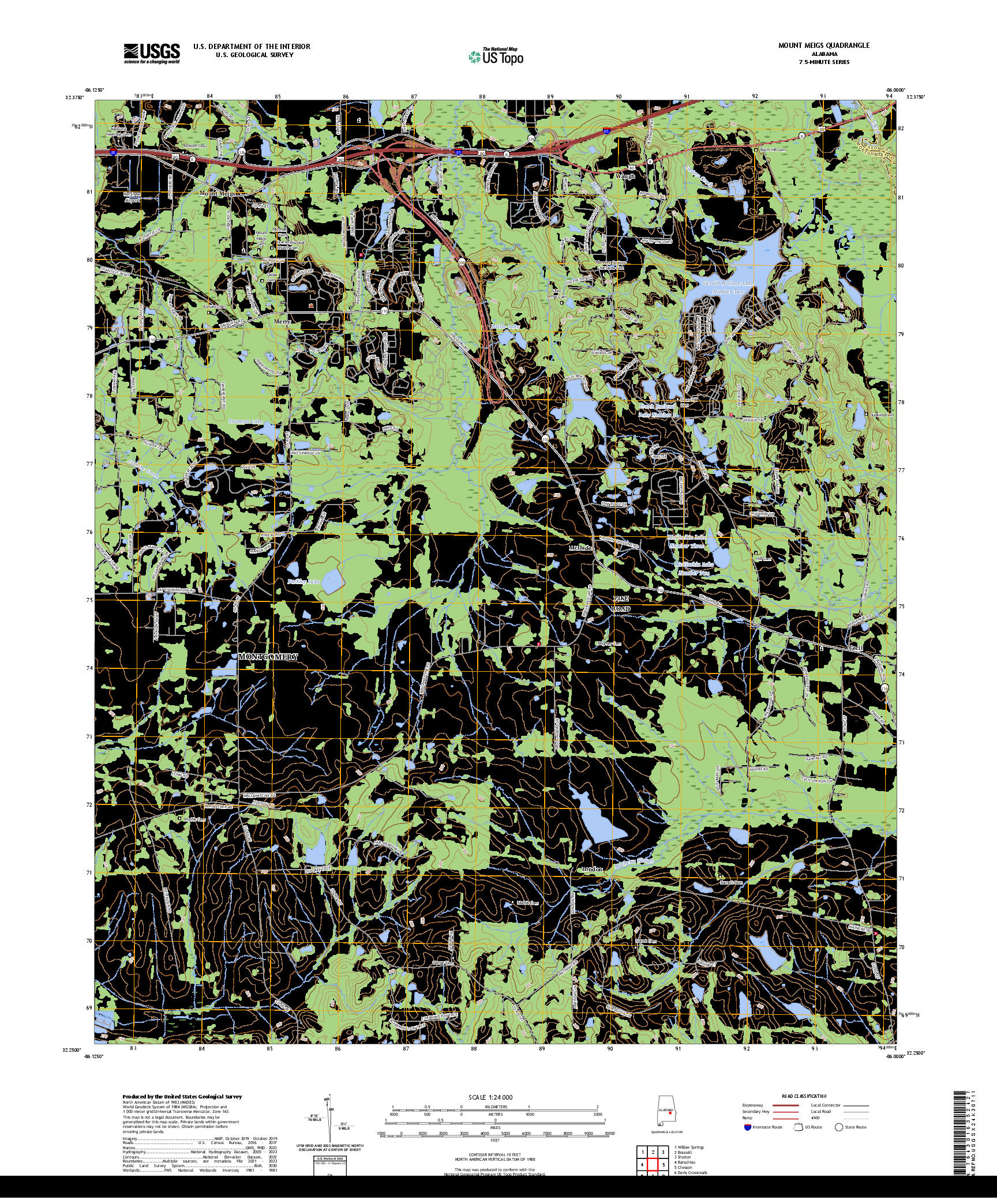 US TOPO 7.5-MINUTE MAP FOR MOUNT MEIGS, AL
