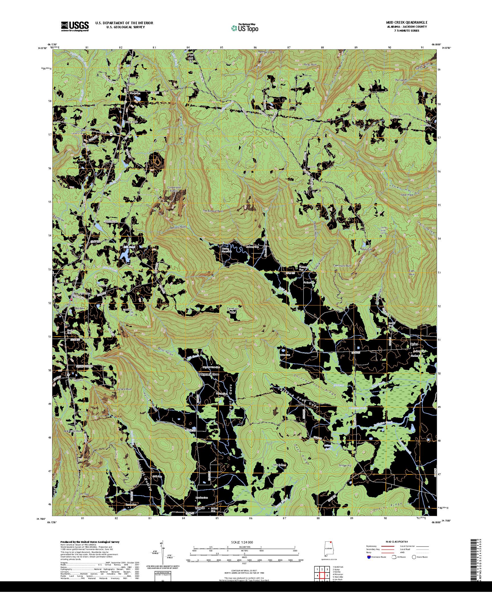 US TOPO 7.5-MINUTE MAP FOR MUD CREEK, AL