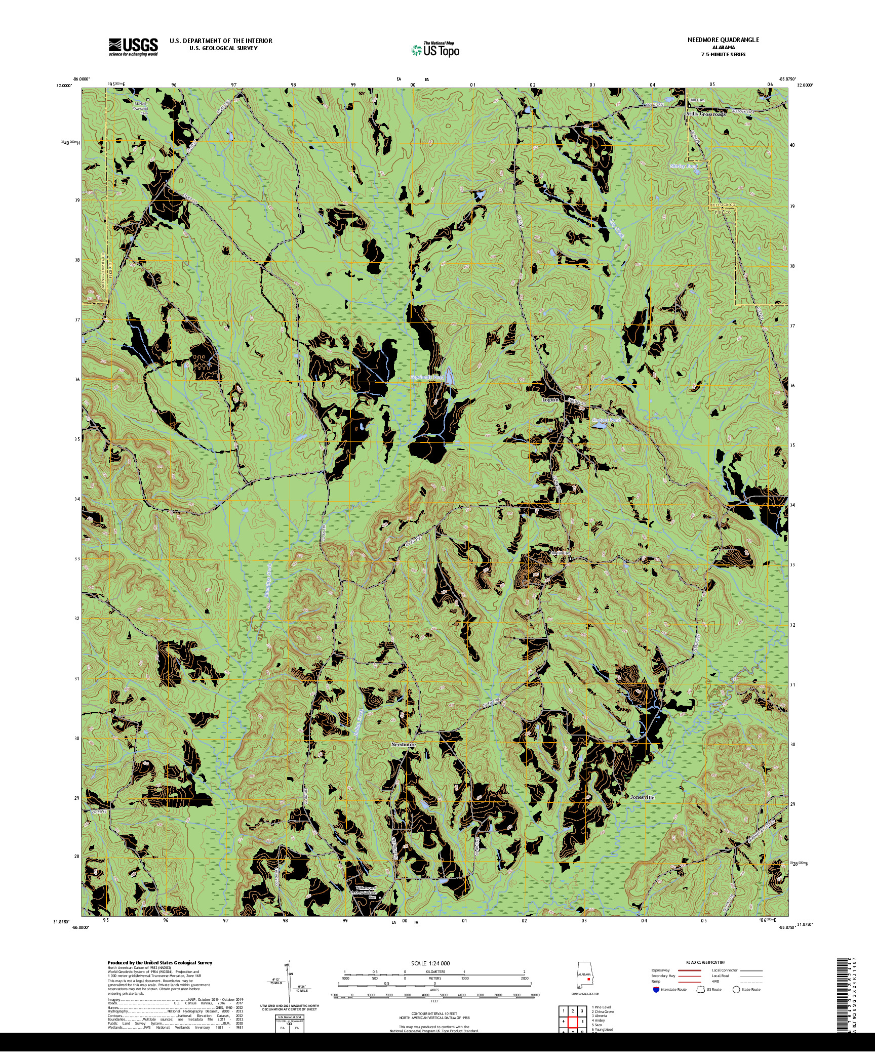 US TOPO 7.5-MINUTE MAP FOR NEEDMORE, AL