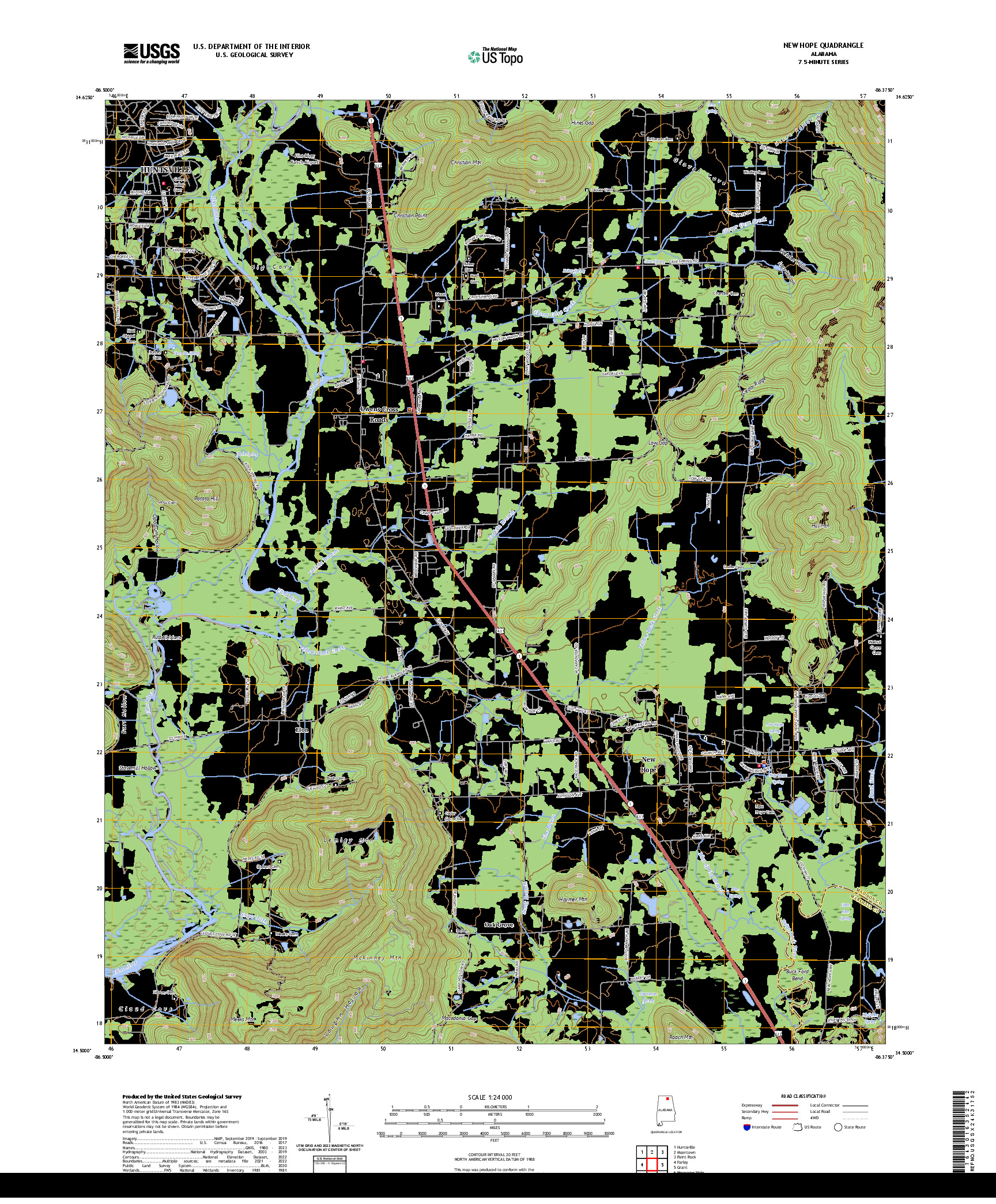 US TOPO 7.5-MINUTE MAP FOR NEW HOPE, AL