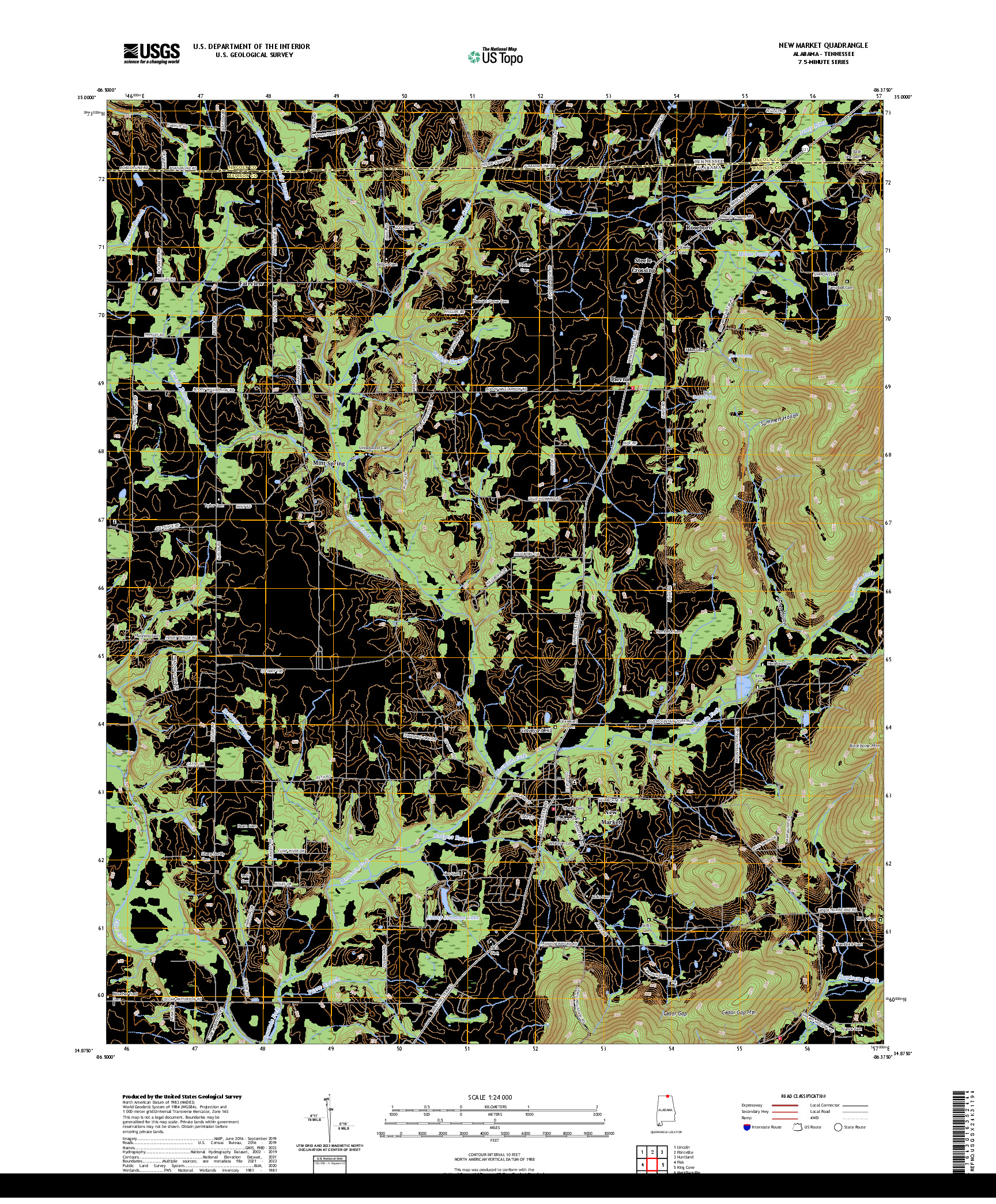 US TOPO 7.5-MINUTE MAP FOR NEW MARKET, AL,TN