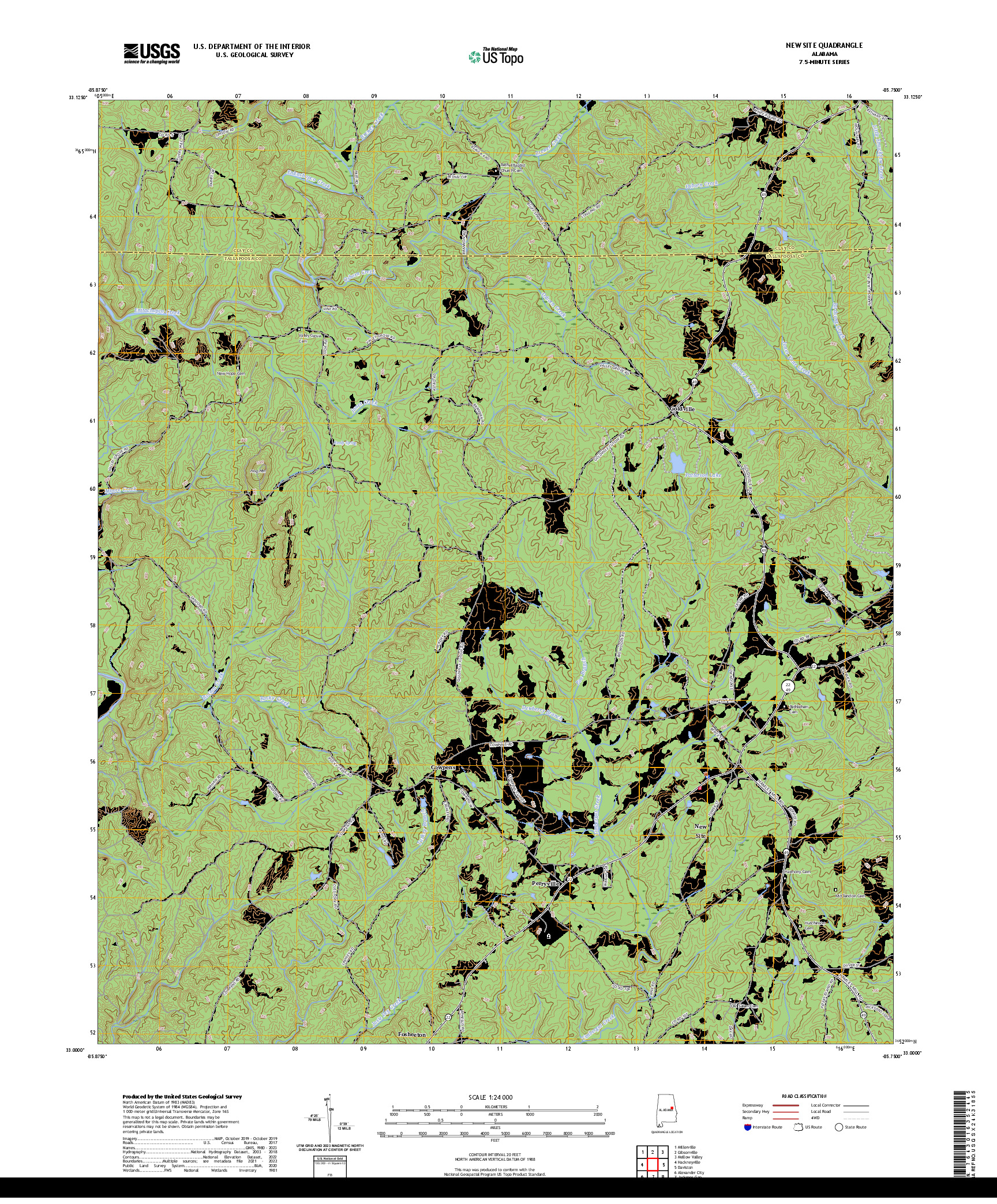 US TOPO 7.5-MINUTE MAP FOR NEW SITE, AL