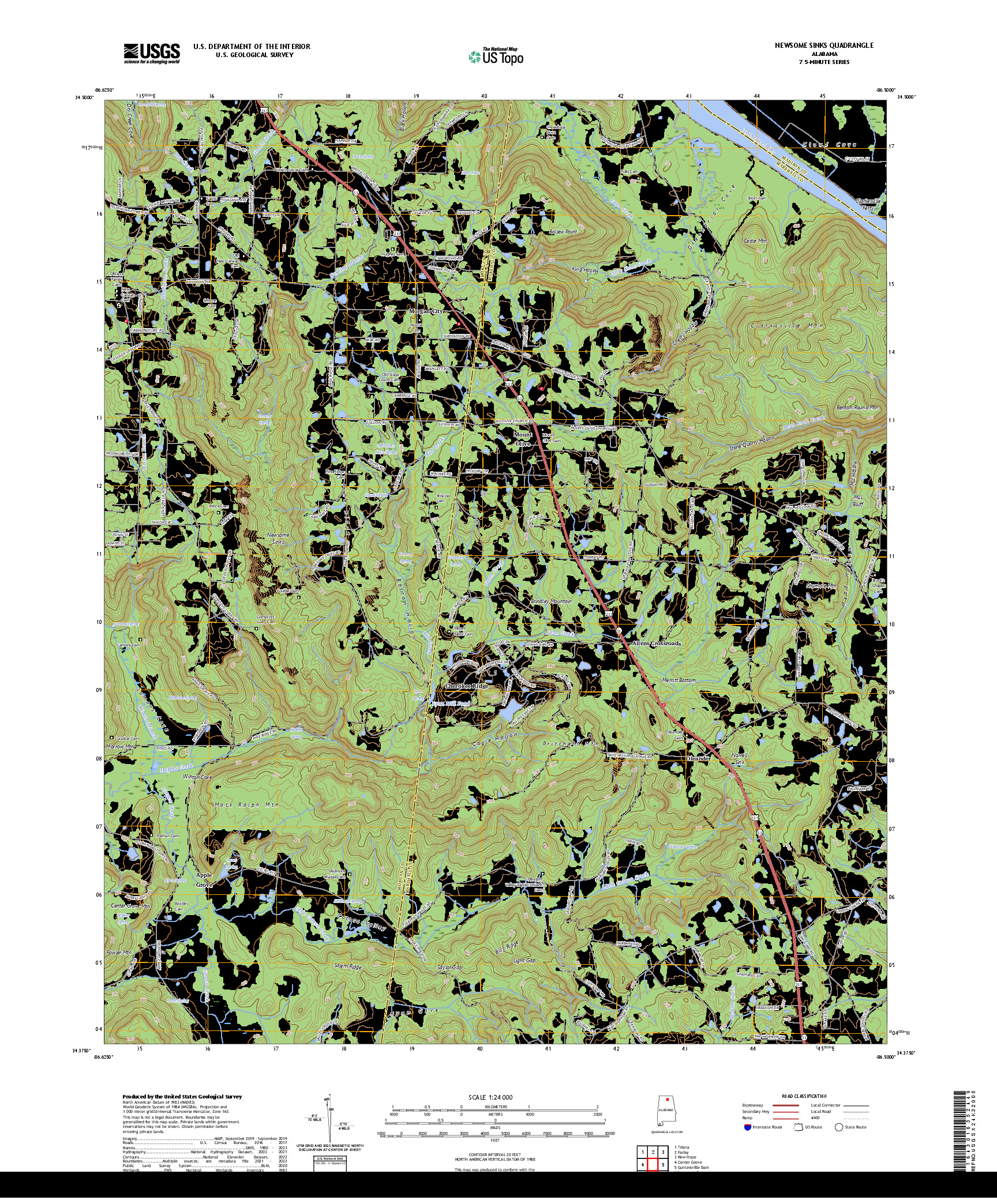 US TOPO 7.5-MINUTE MAP FOR NEWSOME SINKS, AL