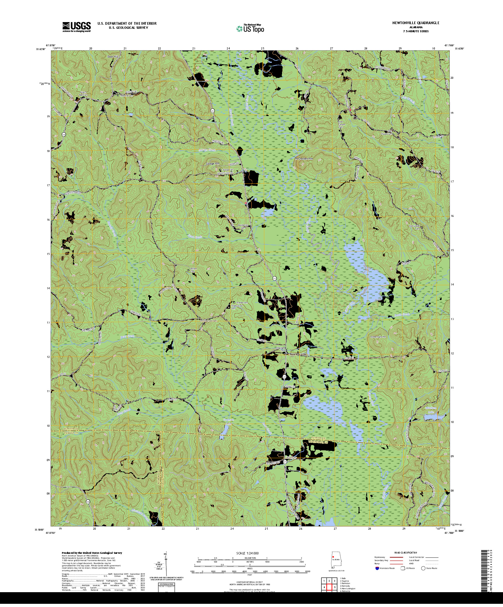 US TOPO 7.5-MINUTE MAP FOR NEWTONVILLE, AL