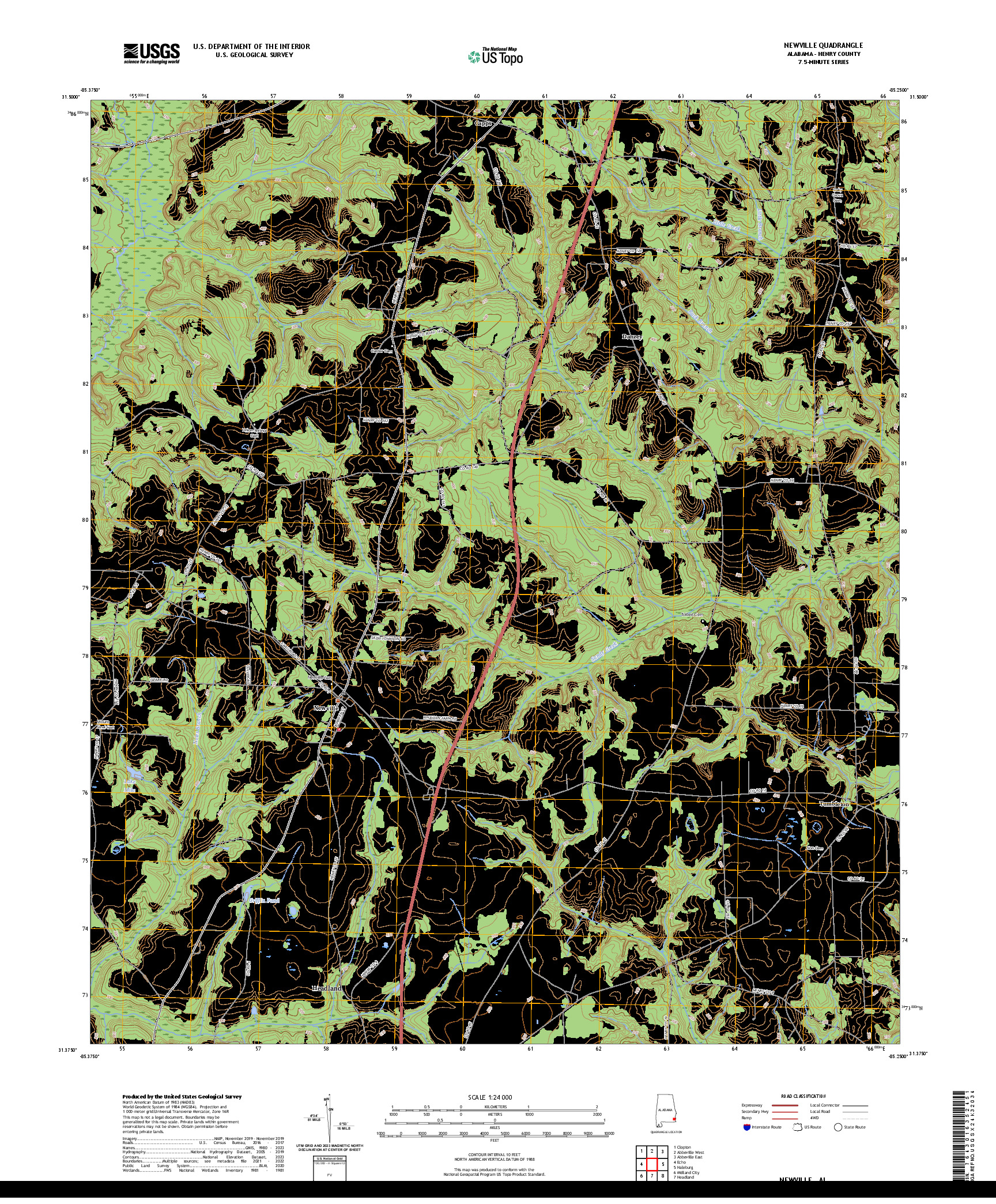 US TOPO 7.5-MINUTE MAP FOR NEWVILLE, AL