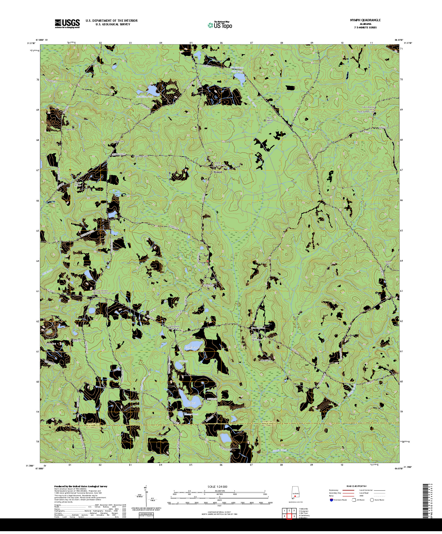US TOPO 7.5-MINUTE MAP FOR NYMPH, AL
