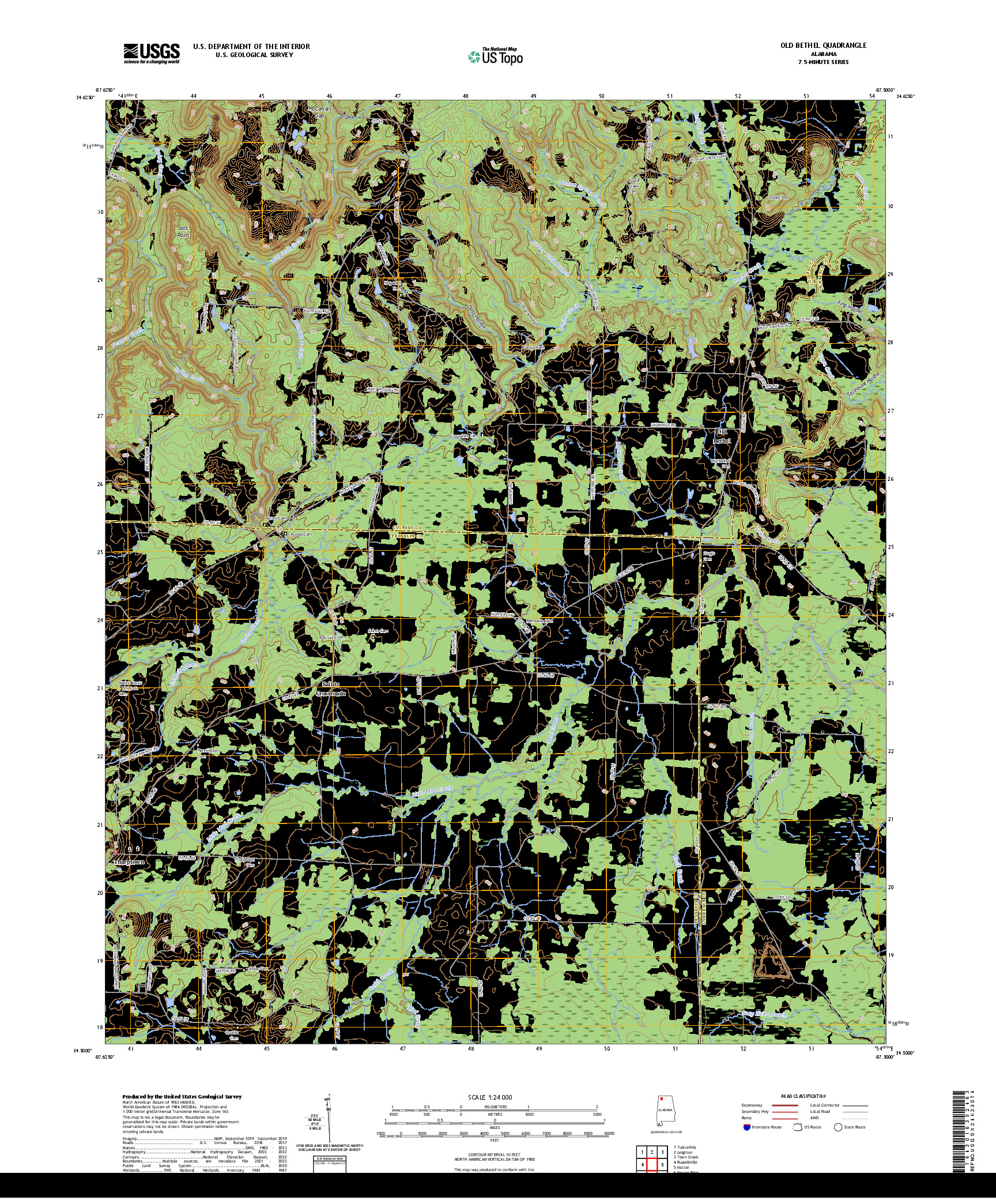 US TOPO 7.5-MINUTE MAP FOR OLD BETHEL, AL