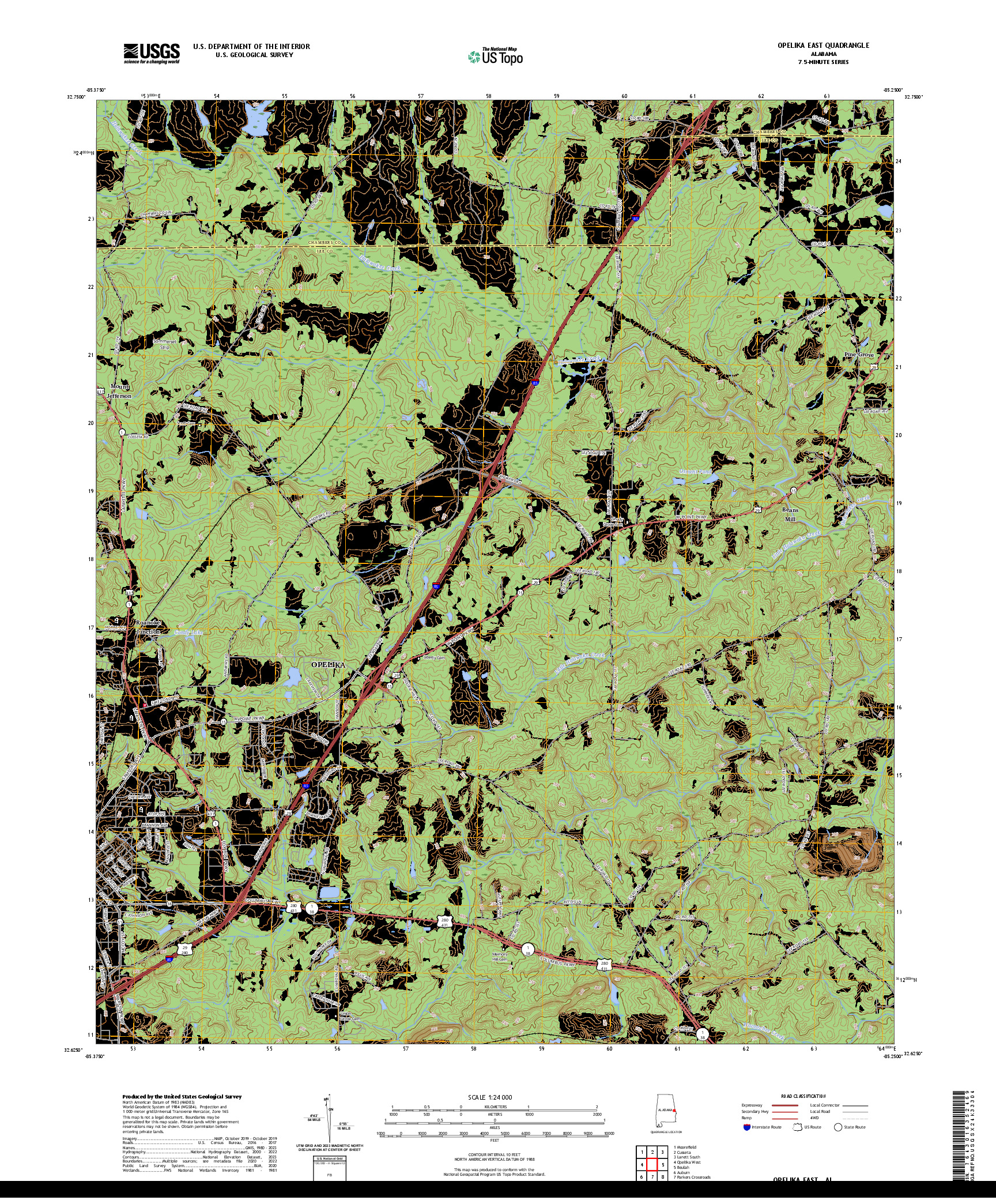 US TOPO 7.5-MINUTE MAP FOR OPELIKA EAST, AL