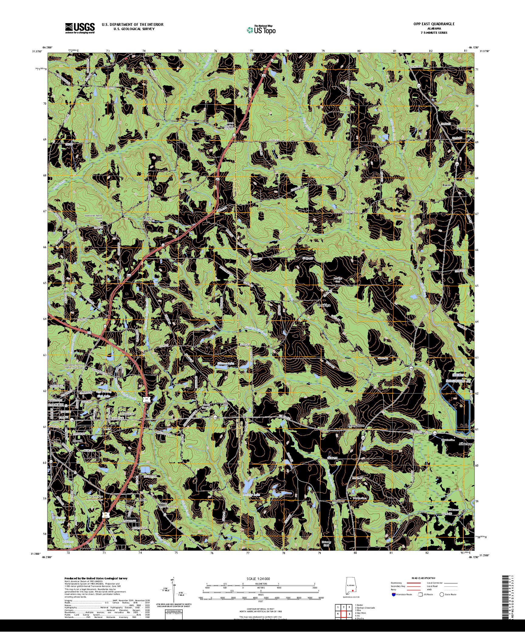 US TOPO 7.5-MINUTE MAP FOR OPP EAST, AL