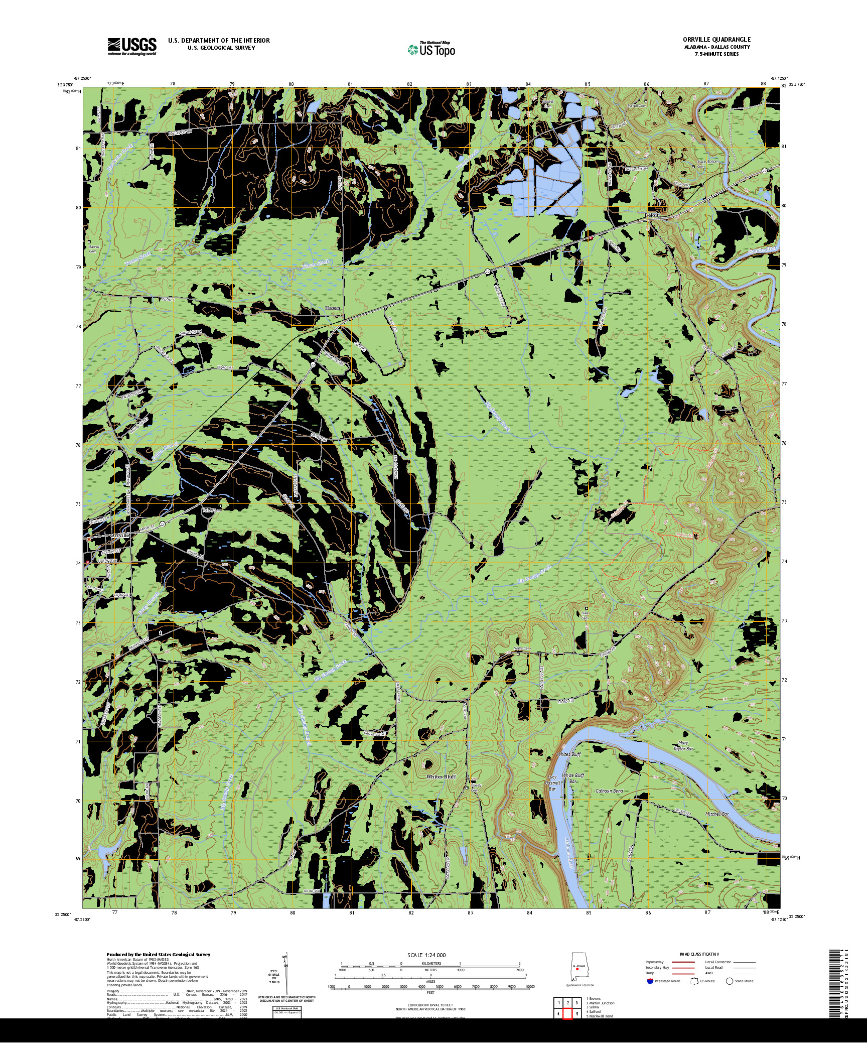 US TOPO 7.5-MINUTE MAP FOR ORRVILLE, AL