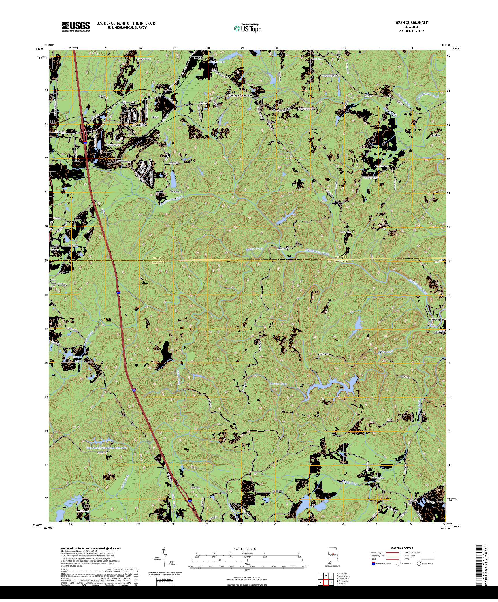 US TOPO 7.5-MINUTE MAP FOR OZAN, AL