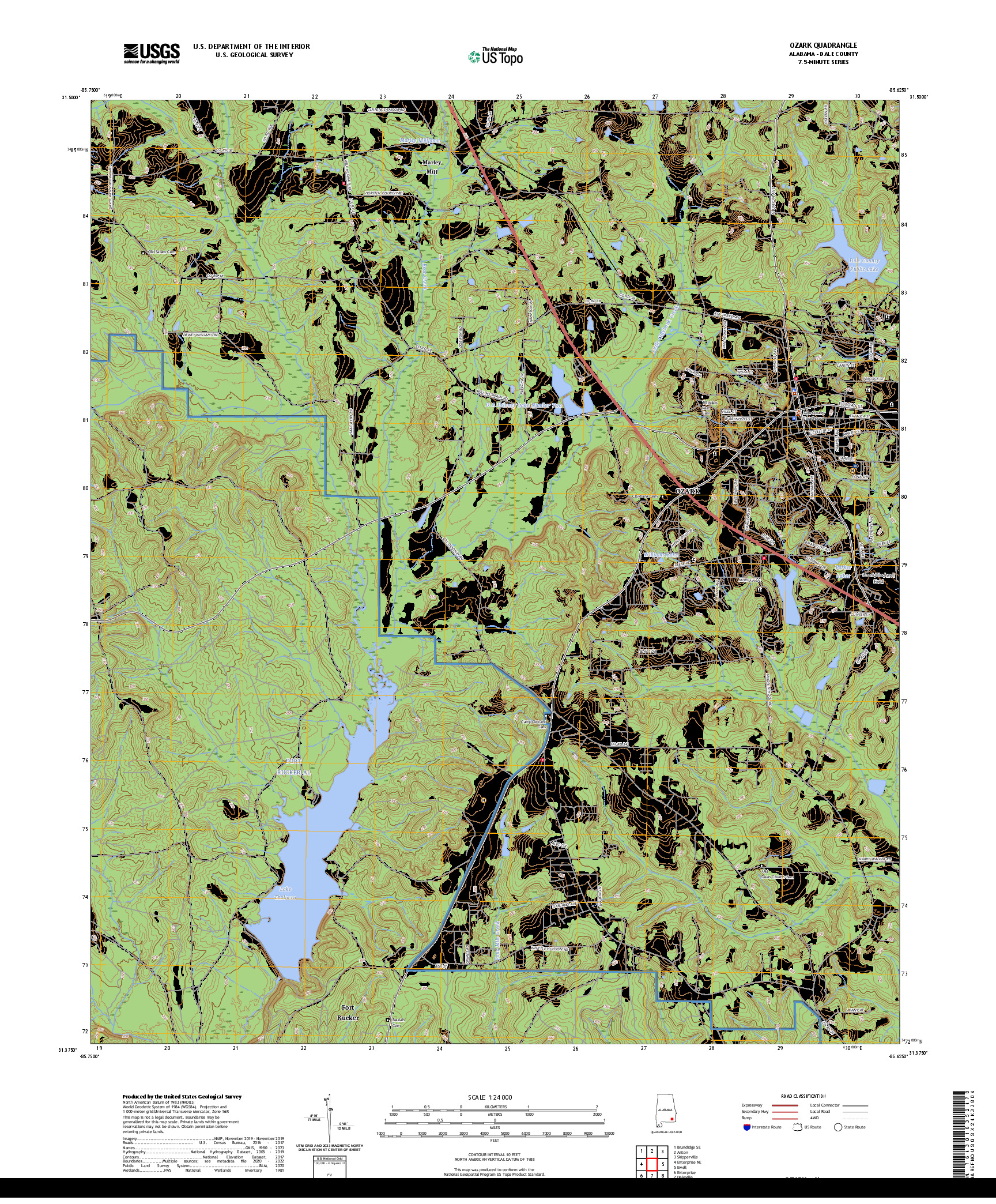 US TOPO 7.5-MINUTE MAP FOR OZARK, AL