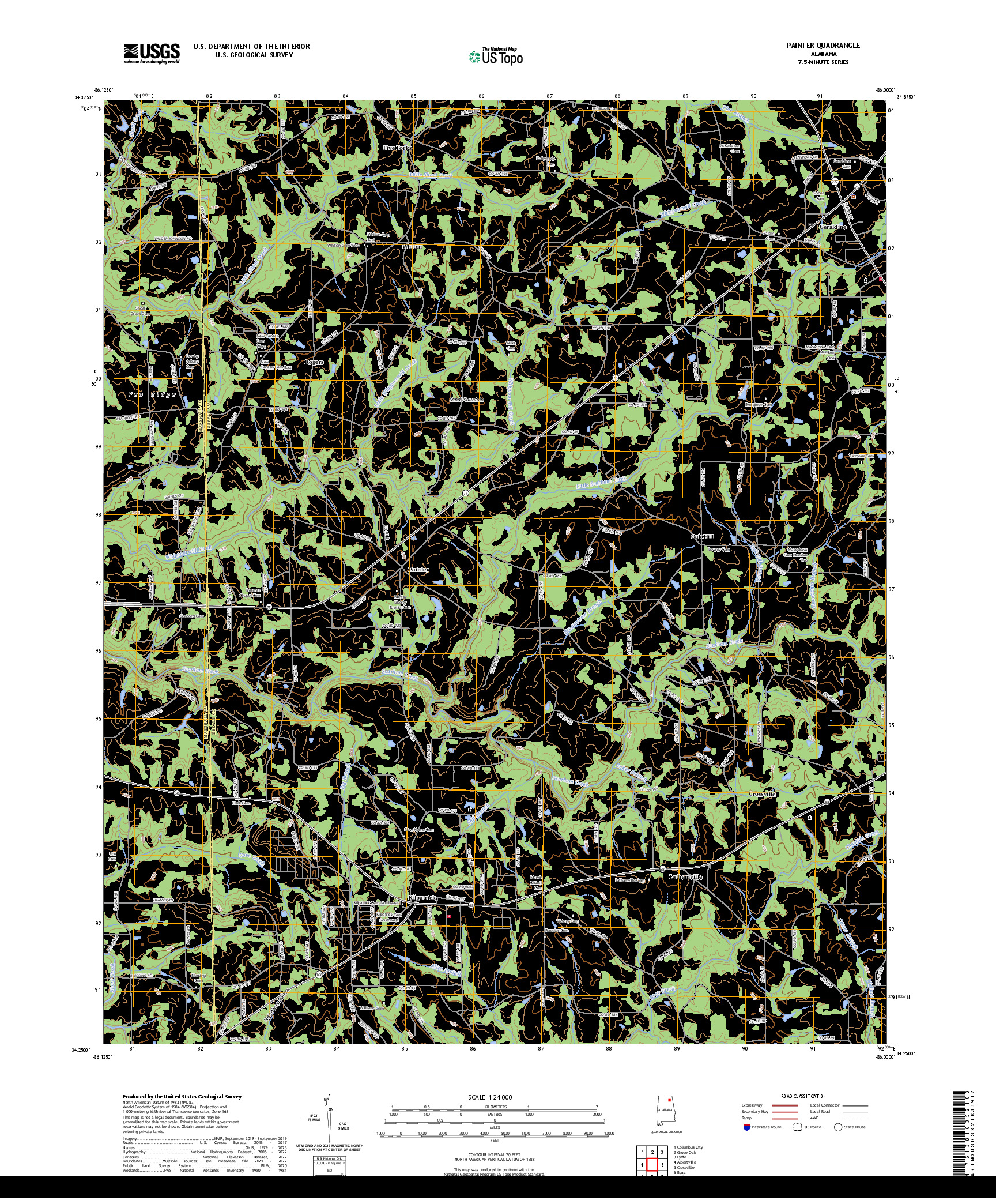 US TOPO 7.5-MINUTE MAP FOR PAINTER, AL