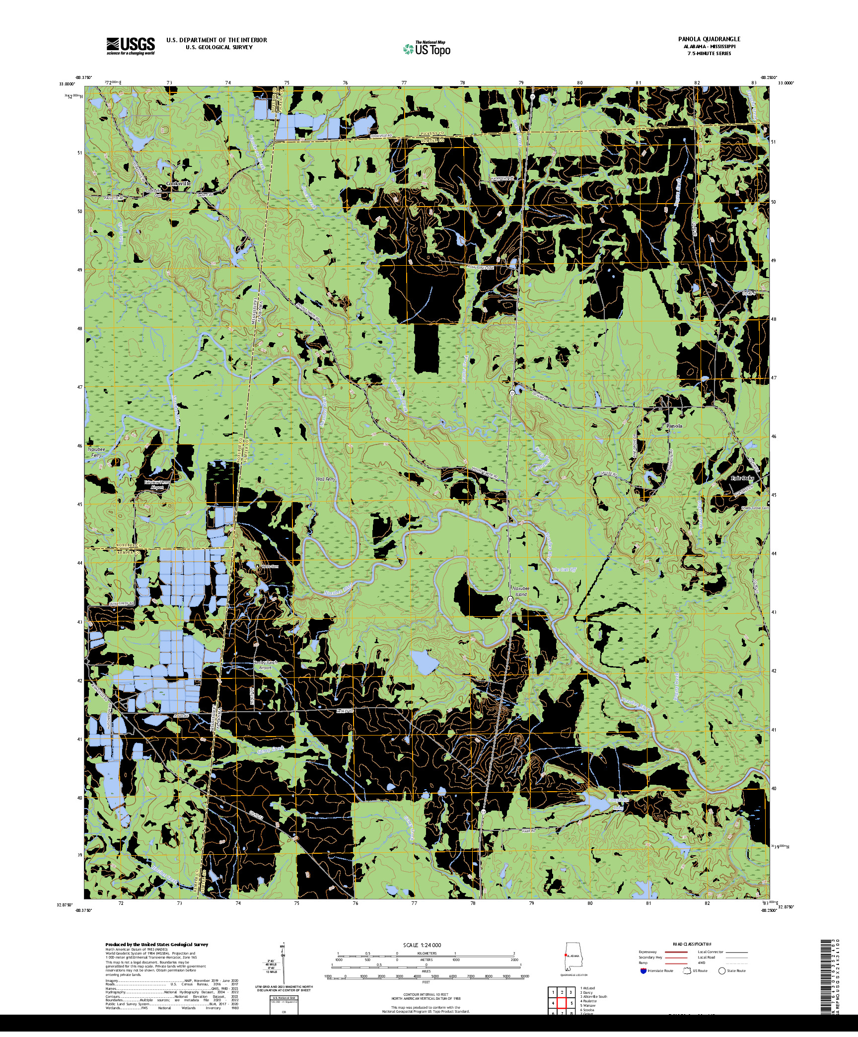 US TOPO 7.5-MINUTE MAP FOR PANOLA, AL,MS