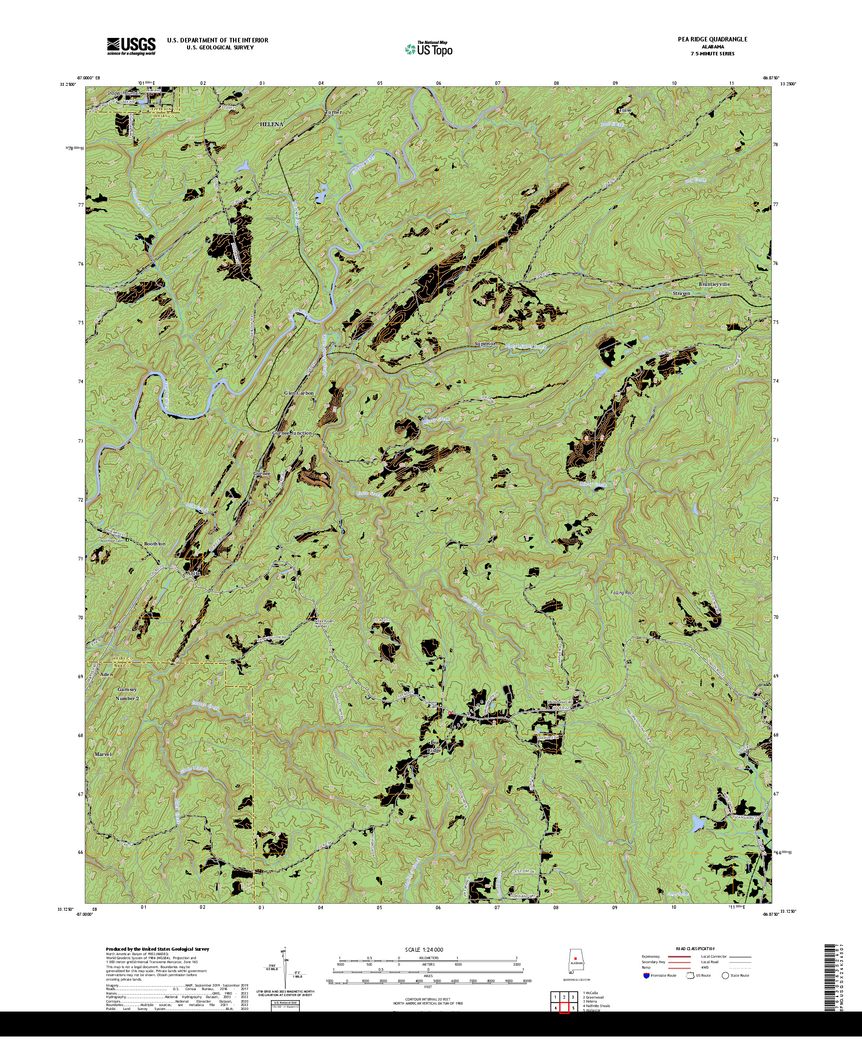 US TOPO 7.5-MINUTE MAP FOR PEA RIDGE, AL