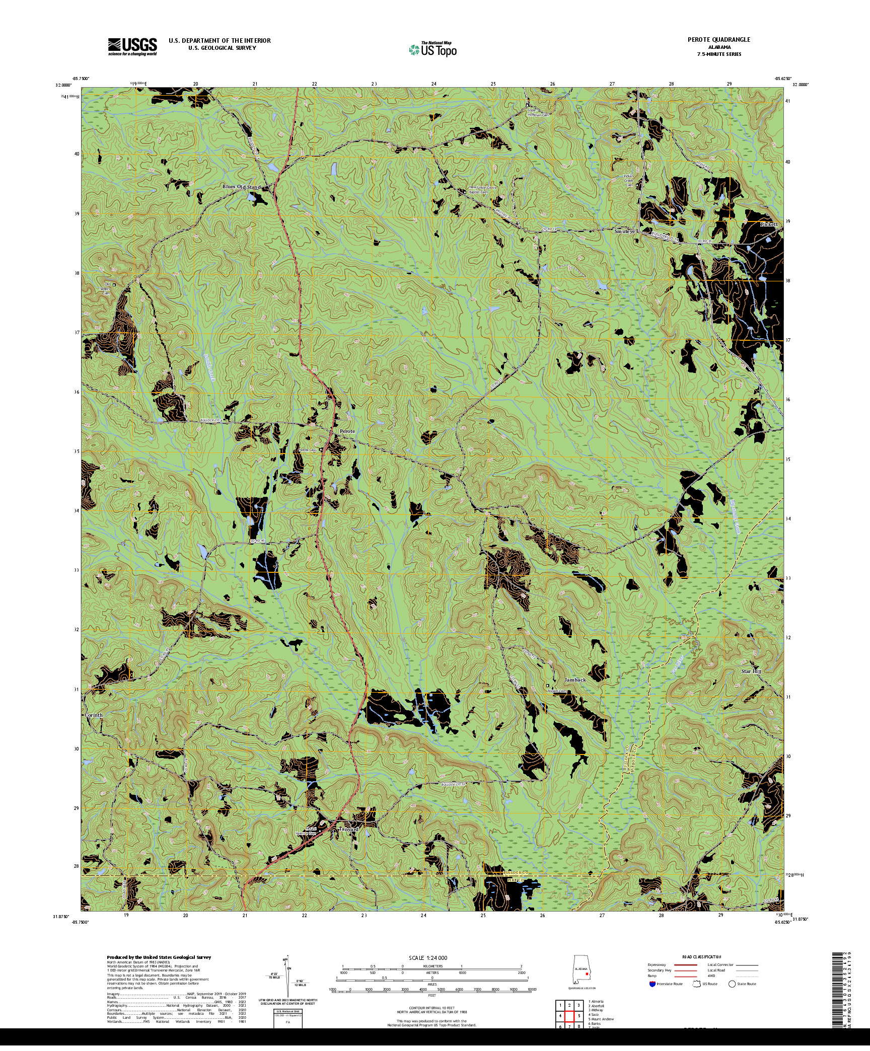 US TOPO 7.5-MINUTE MAP FOR PEROTE, AL