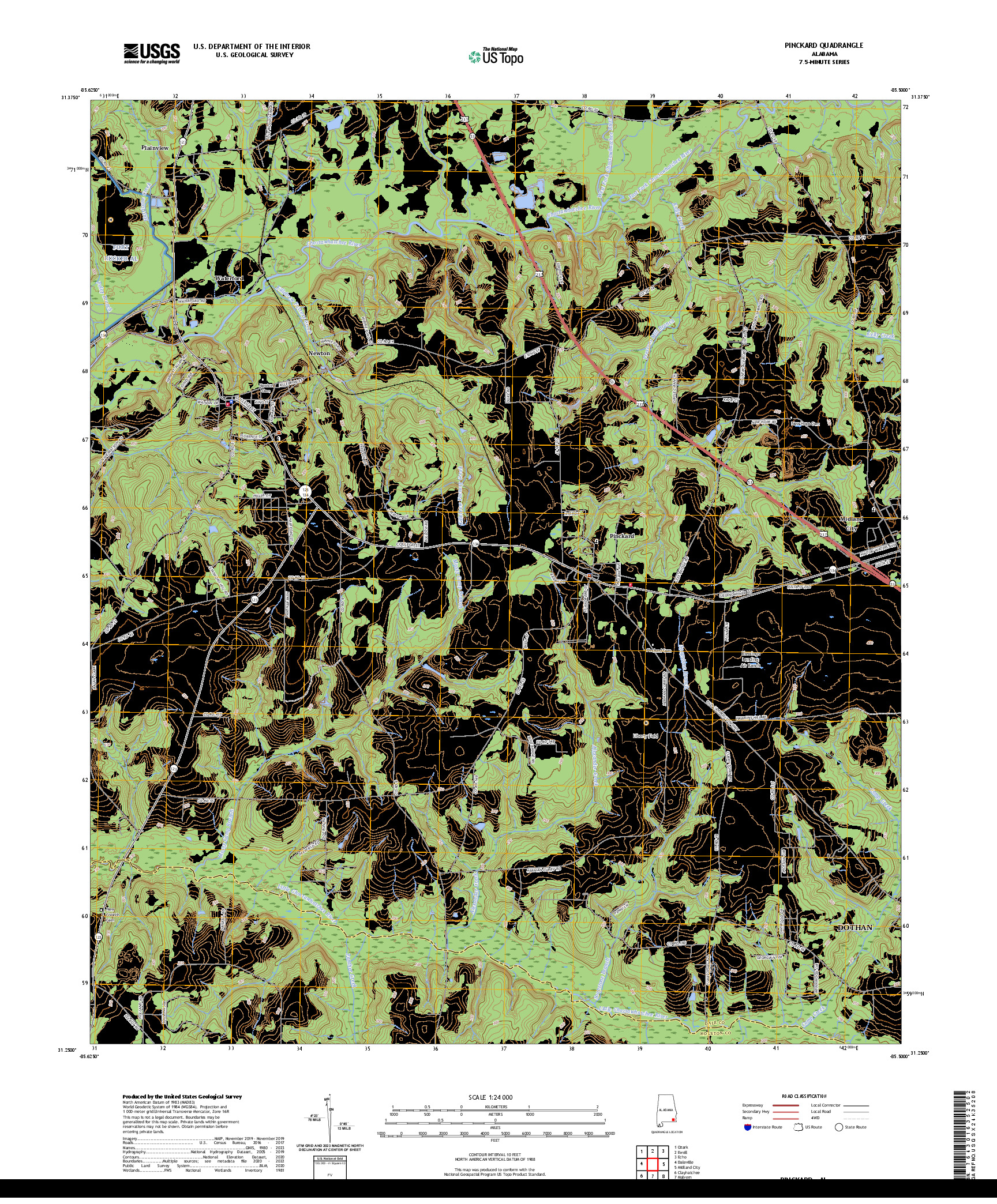 US TOPO 7.5-MINUTE MAP FOR PINCKARD, AL