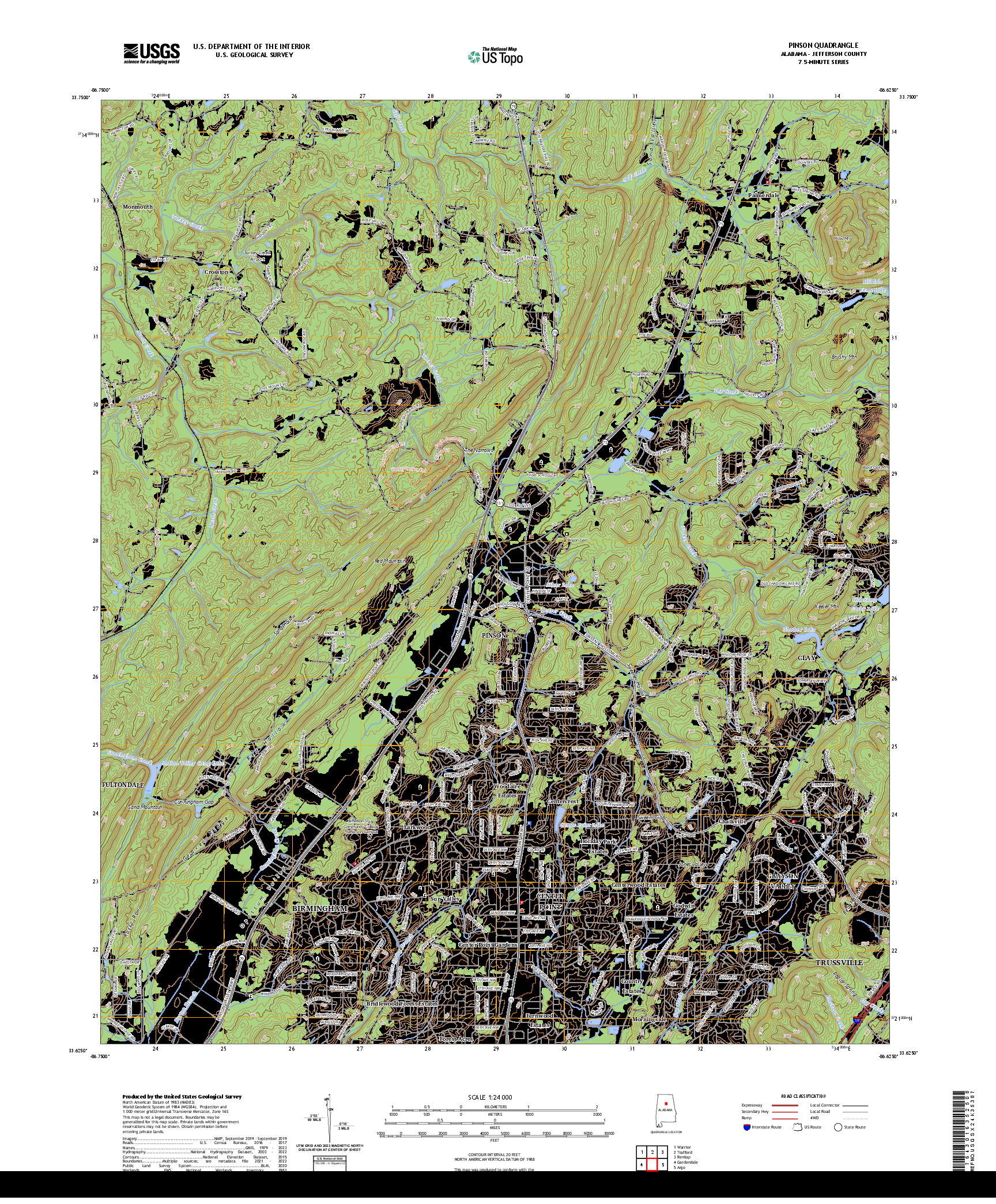 US TOPO 7.5-MINUTE MAP FOR PINSON, AL