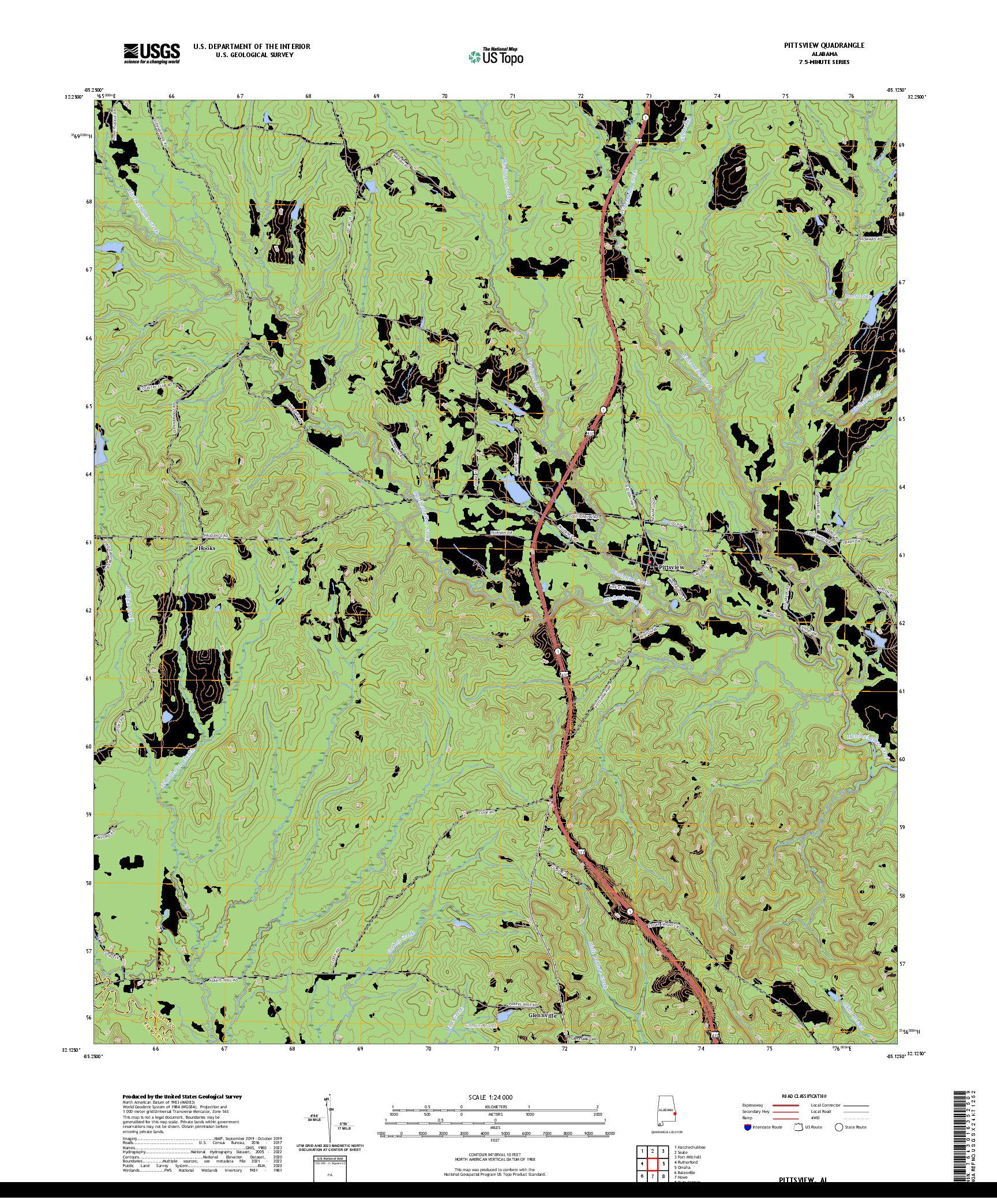 US TOPO 7.5-MINUTE MAP FOR PITTSVIEW, AL