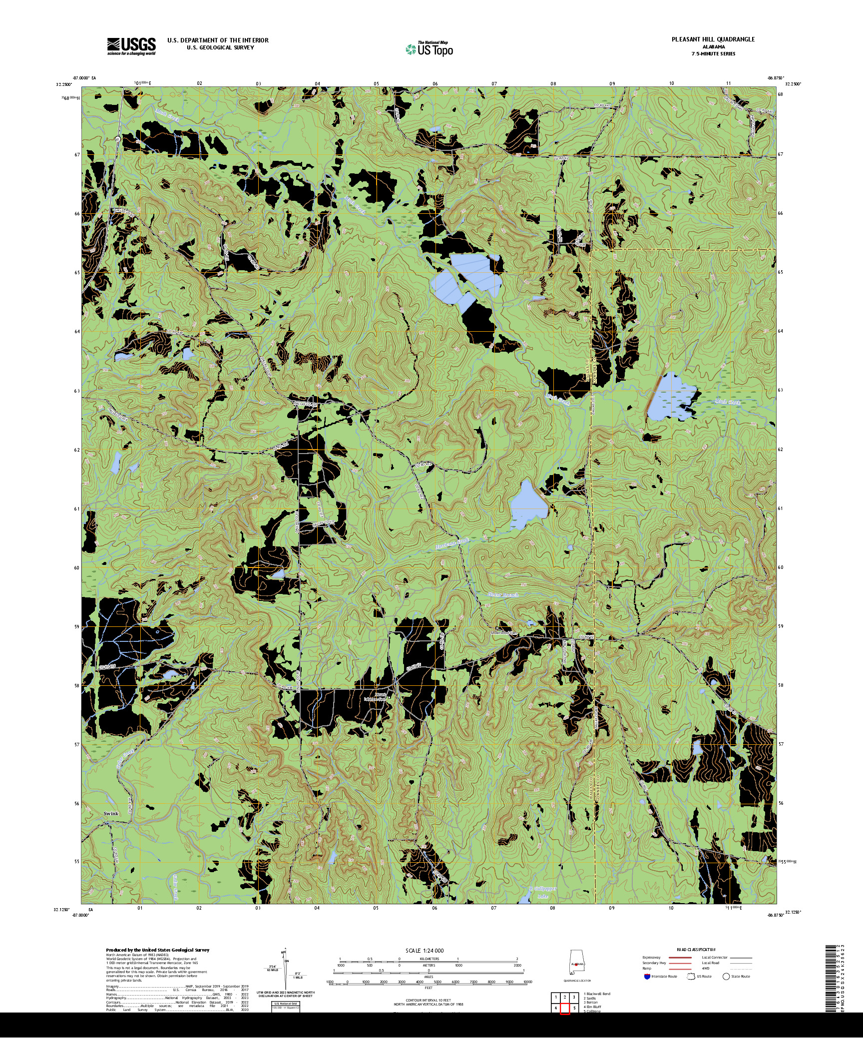 US TOPO 7.5-MINUTE MAP FOR PLEASANT HILL, AL
