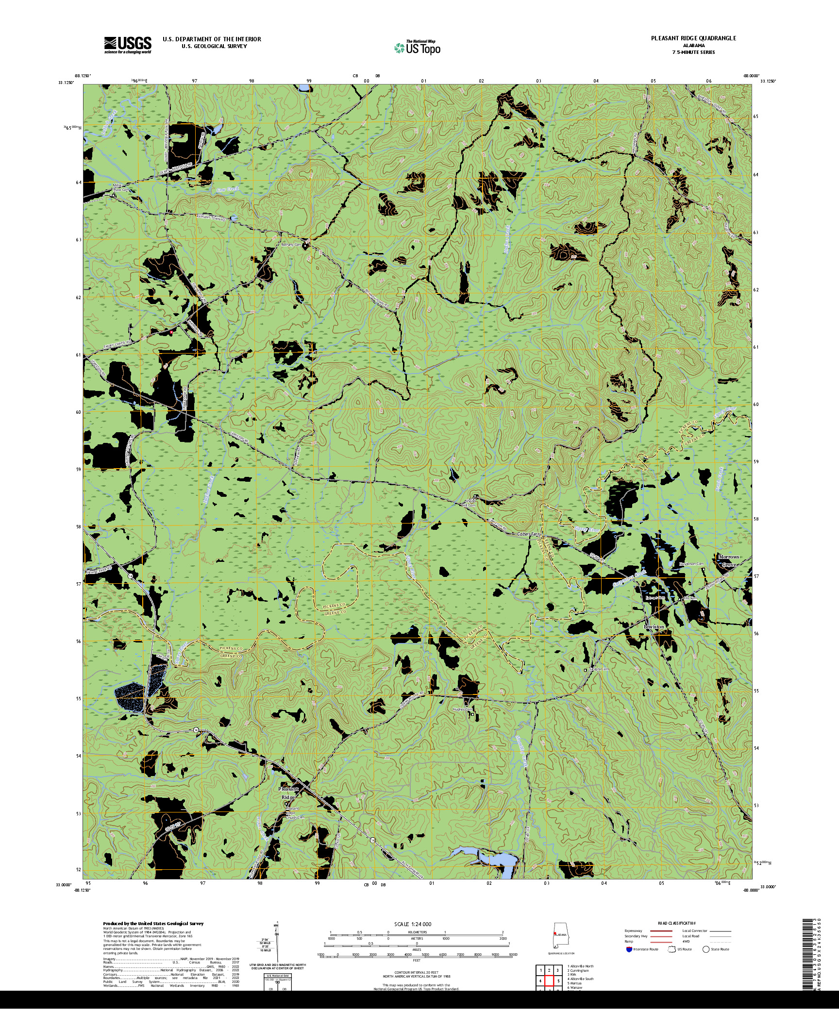 US TOPO 7.5-MINUTE MAP FOR PLEASANT RIDGE, AL