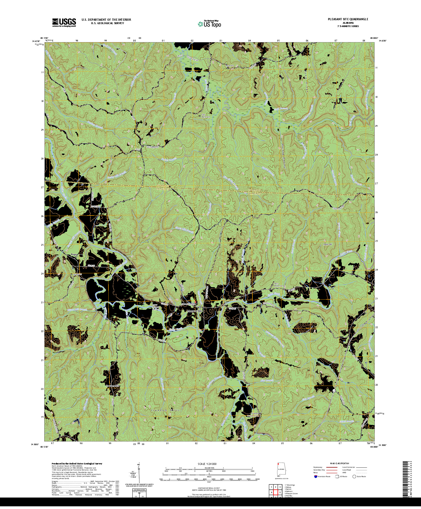 US TOPO 7.5-MINUTE MAP FOR PLEASANT SITE, AL