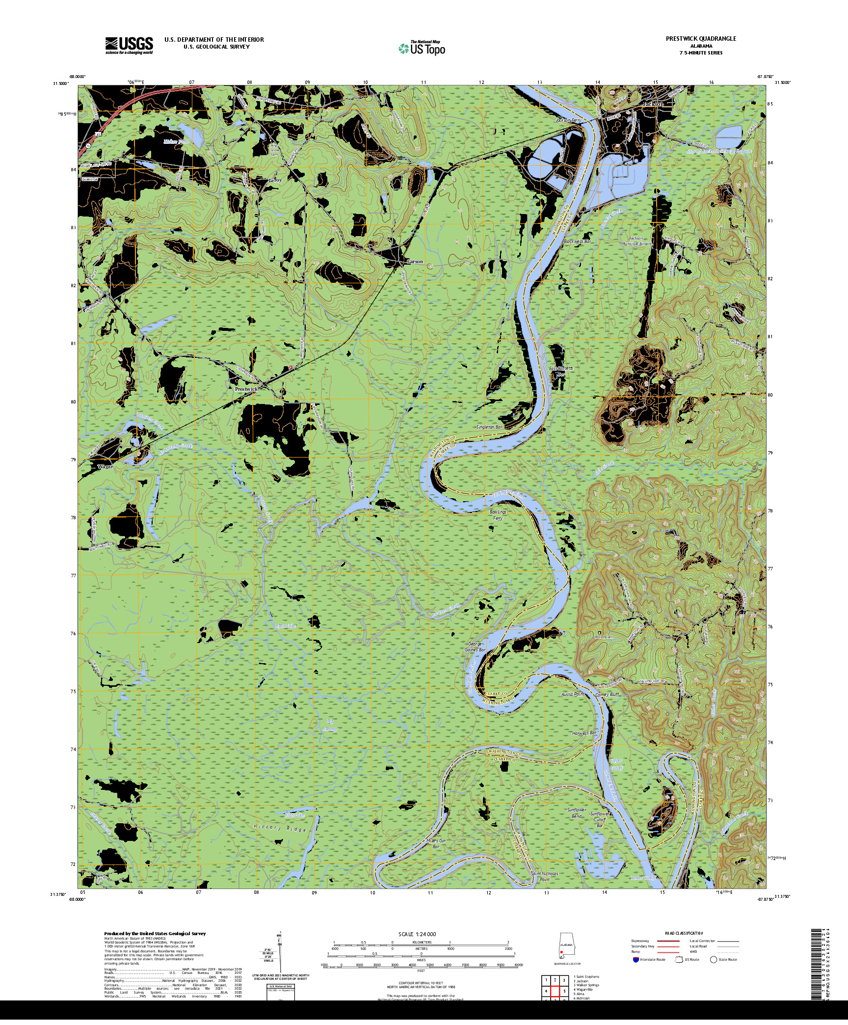 US TOPO 7.5-MINUTE MAP FOR PRESTWICK, AL