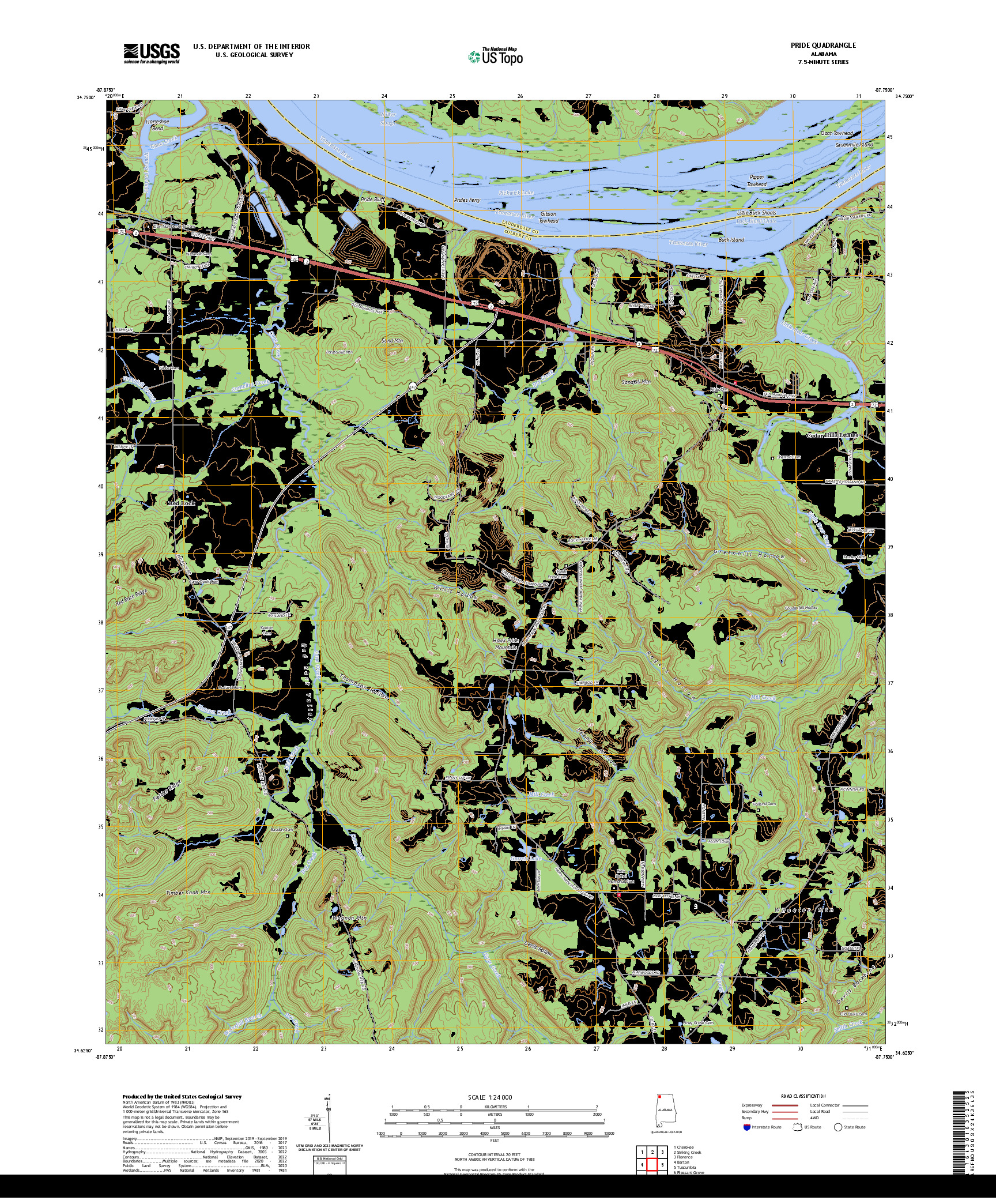 US TOPO 7.5-MINUTE MAP FOR PRIDE, AL