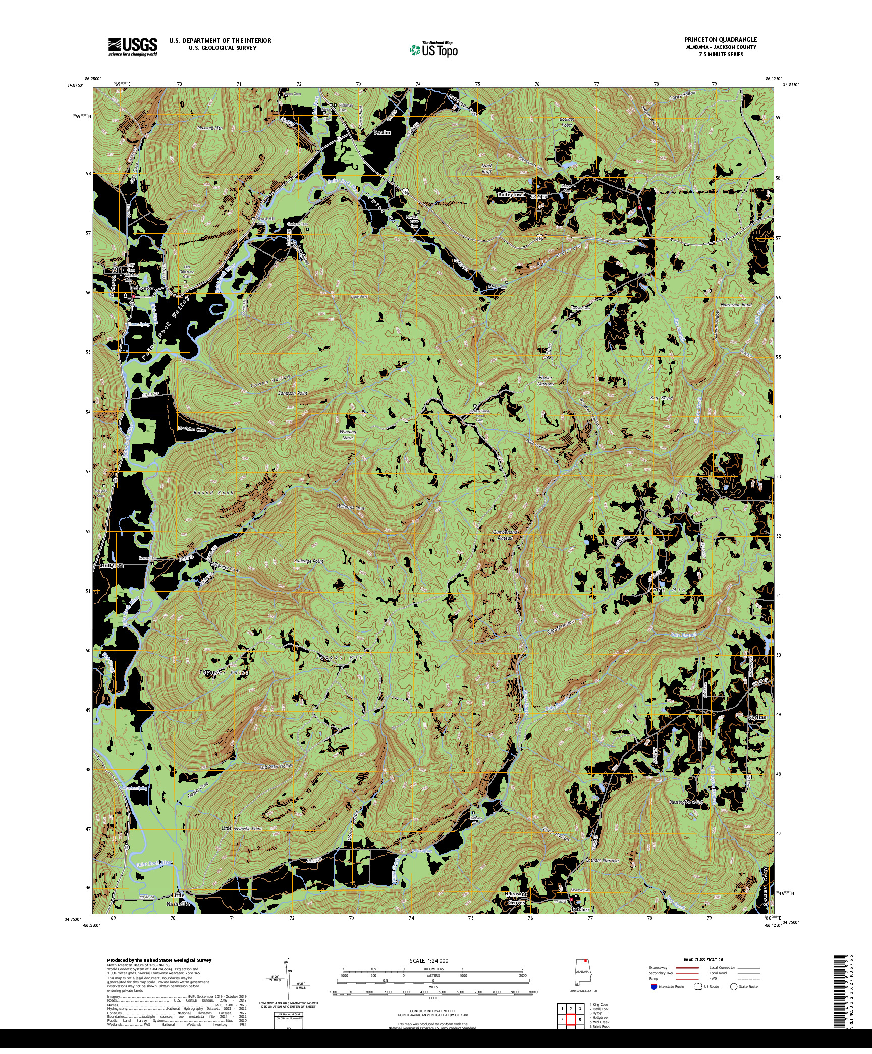 US TOPO 7.5-MINUTE MAP FOR PRINCETON, AL