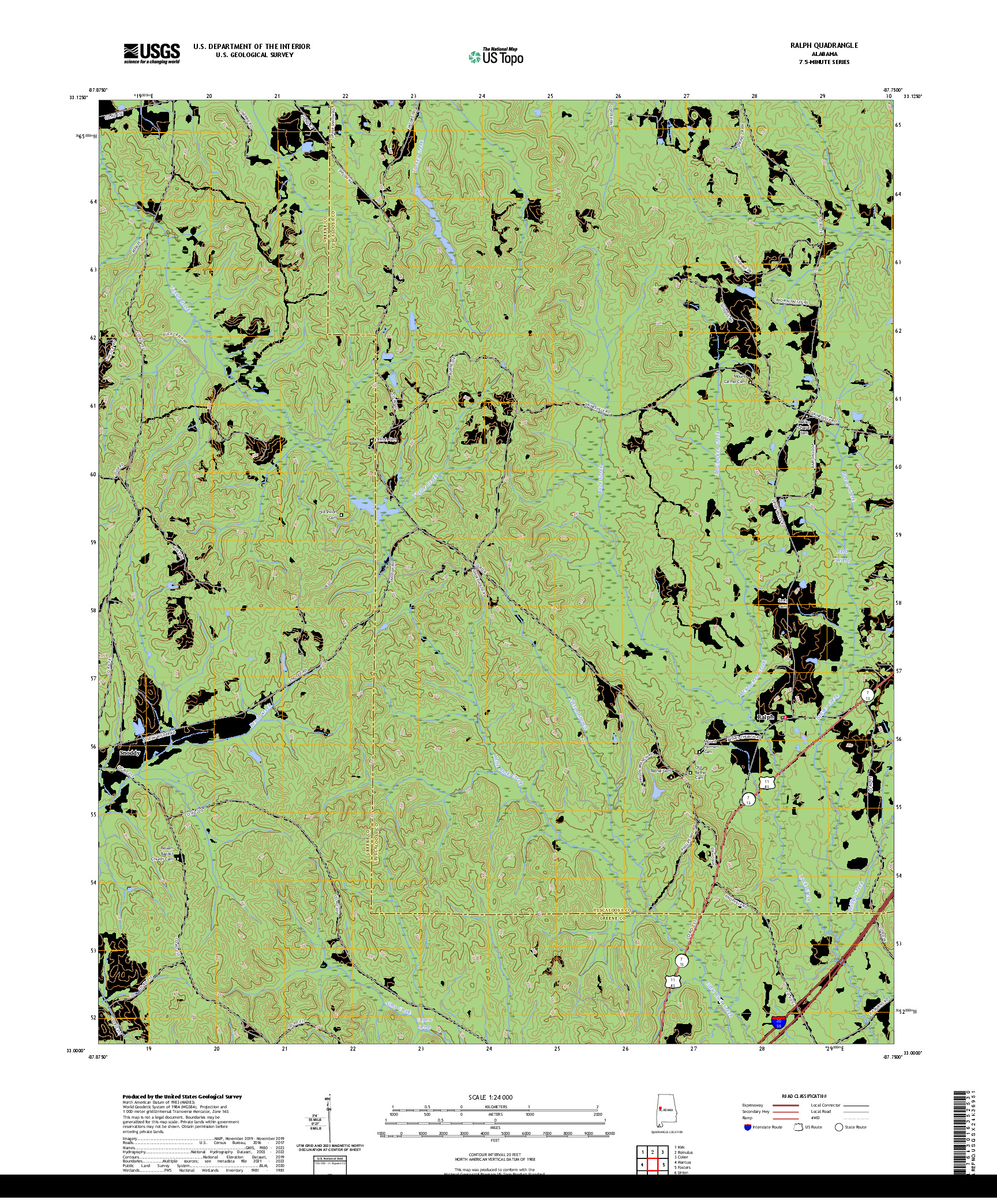 US TOPO 7.5-MINUTE MAP FOR RALPH, AL