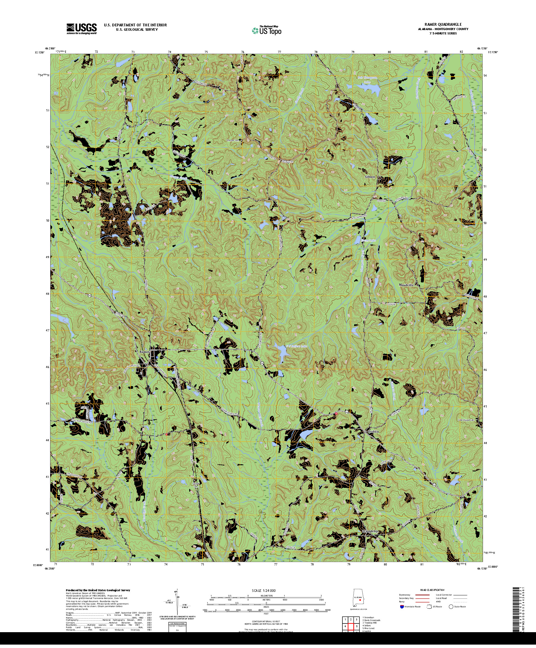 US TOPO 7.5-MINUTE MAP FOR RAMER, AL