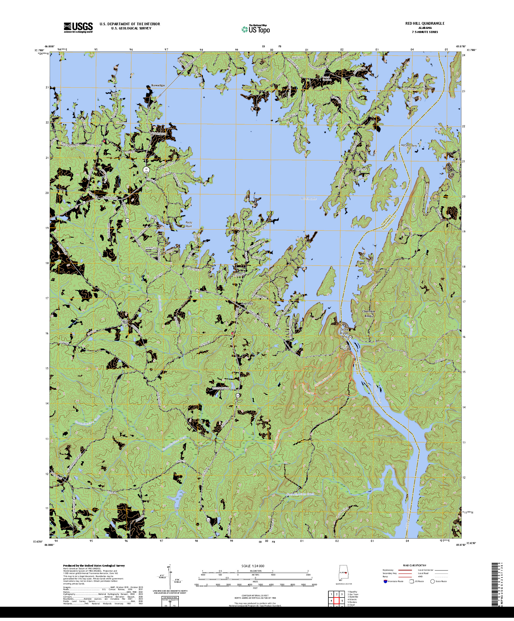 US TOPO 7.5-MINUTE MAP FOR RED HILL, AL