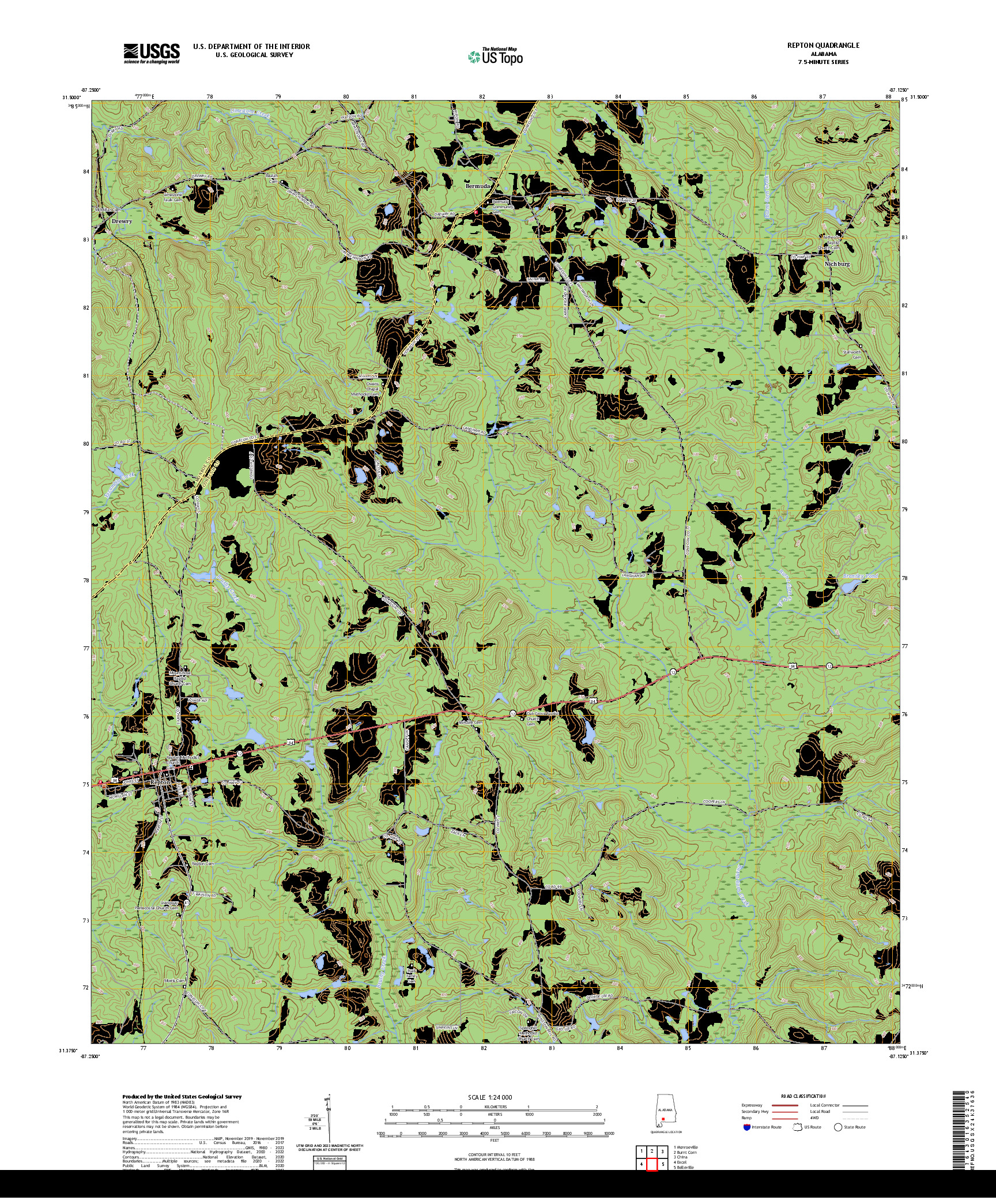 US TOPO 7.5-MINUTE MAP FOR REPTON, AL