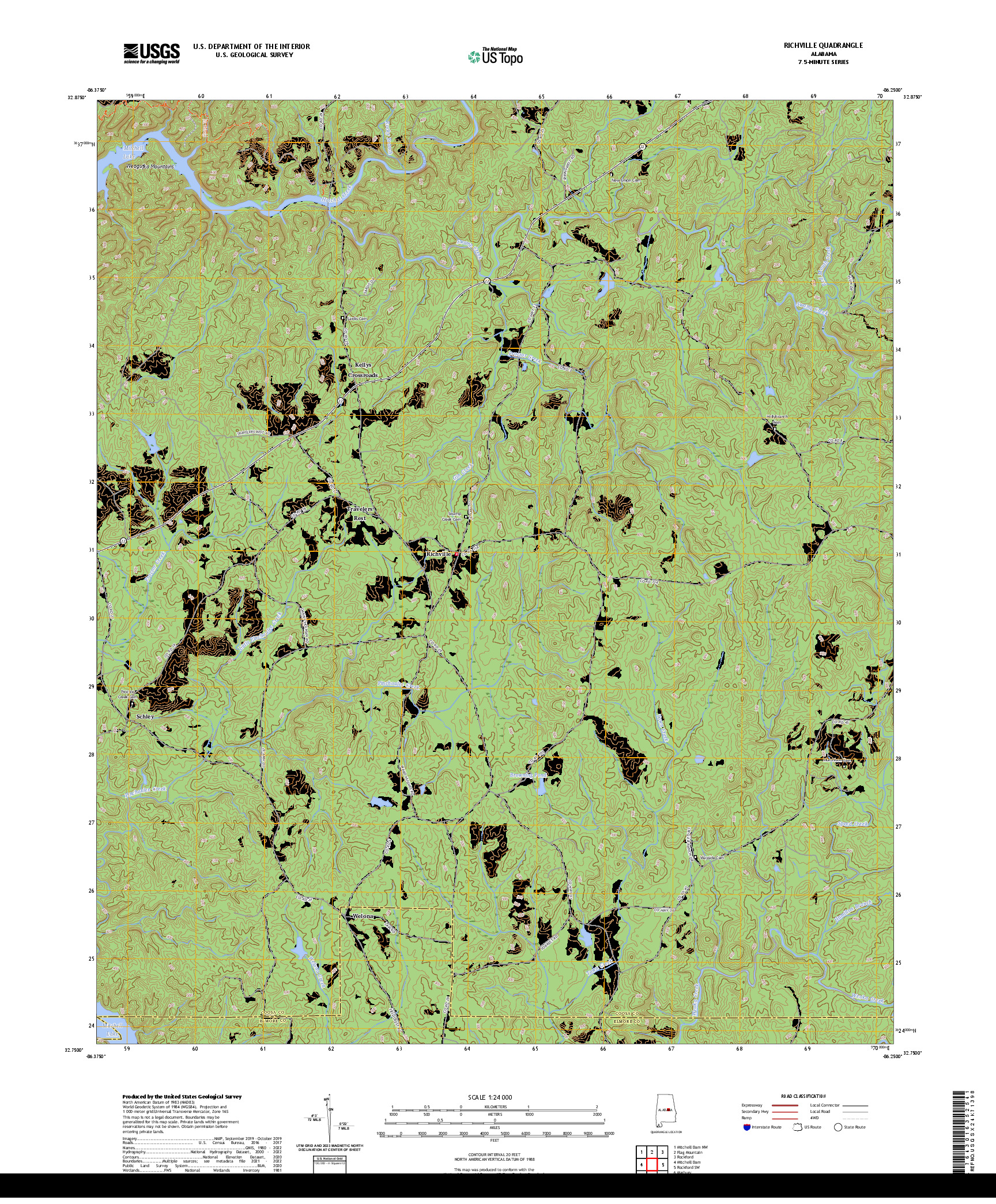 US TOPO 7.5-MINUTE MAP FOR RICHVILLE, AL