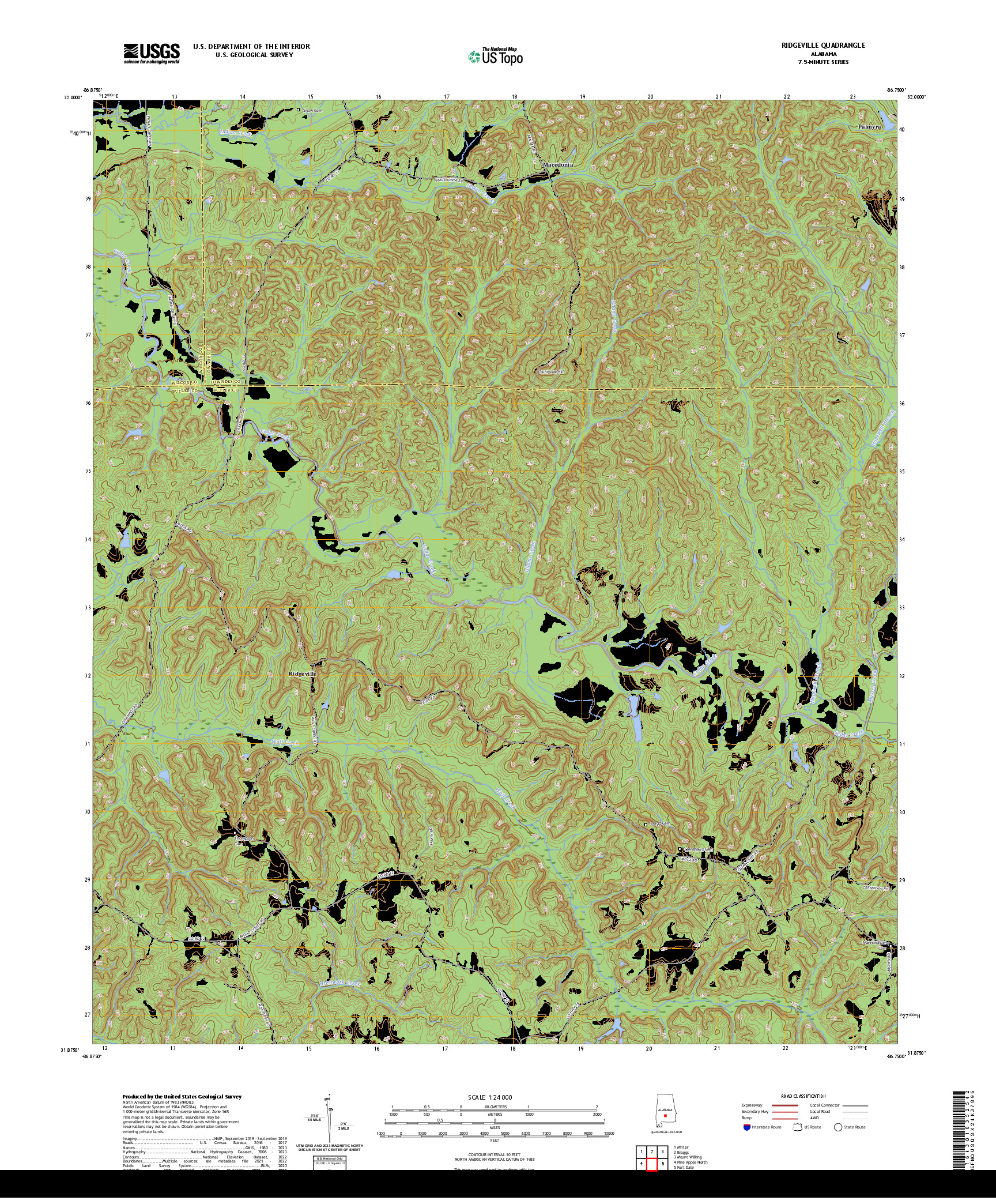 US TOPO 7.5-MINUTE MAP FOR RIDGEVILLE, AL