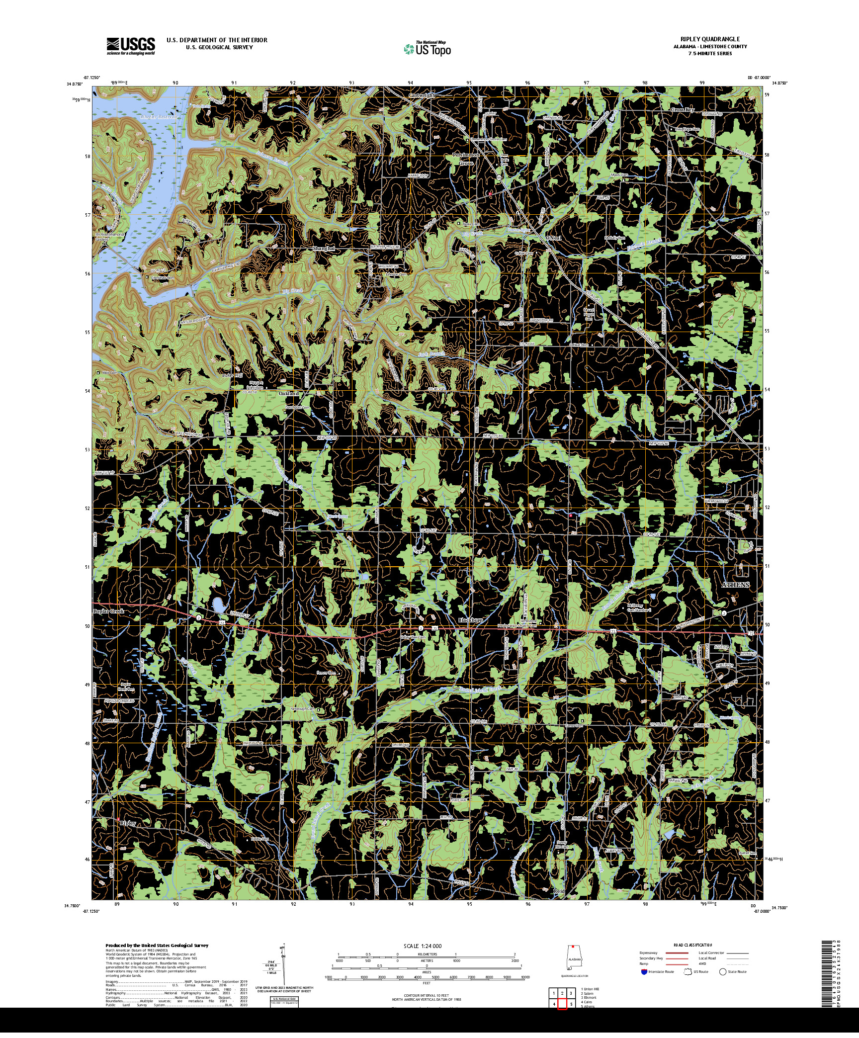 US TOPO 7.5-MINUTE MAP FOR RIPLEY, AL