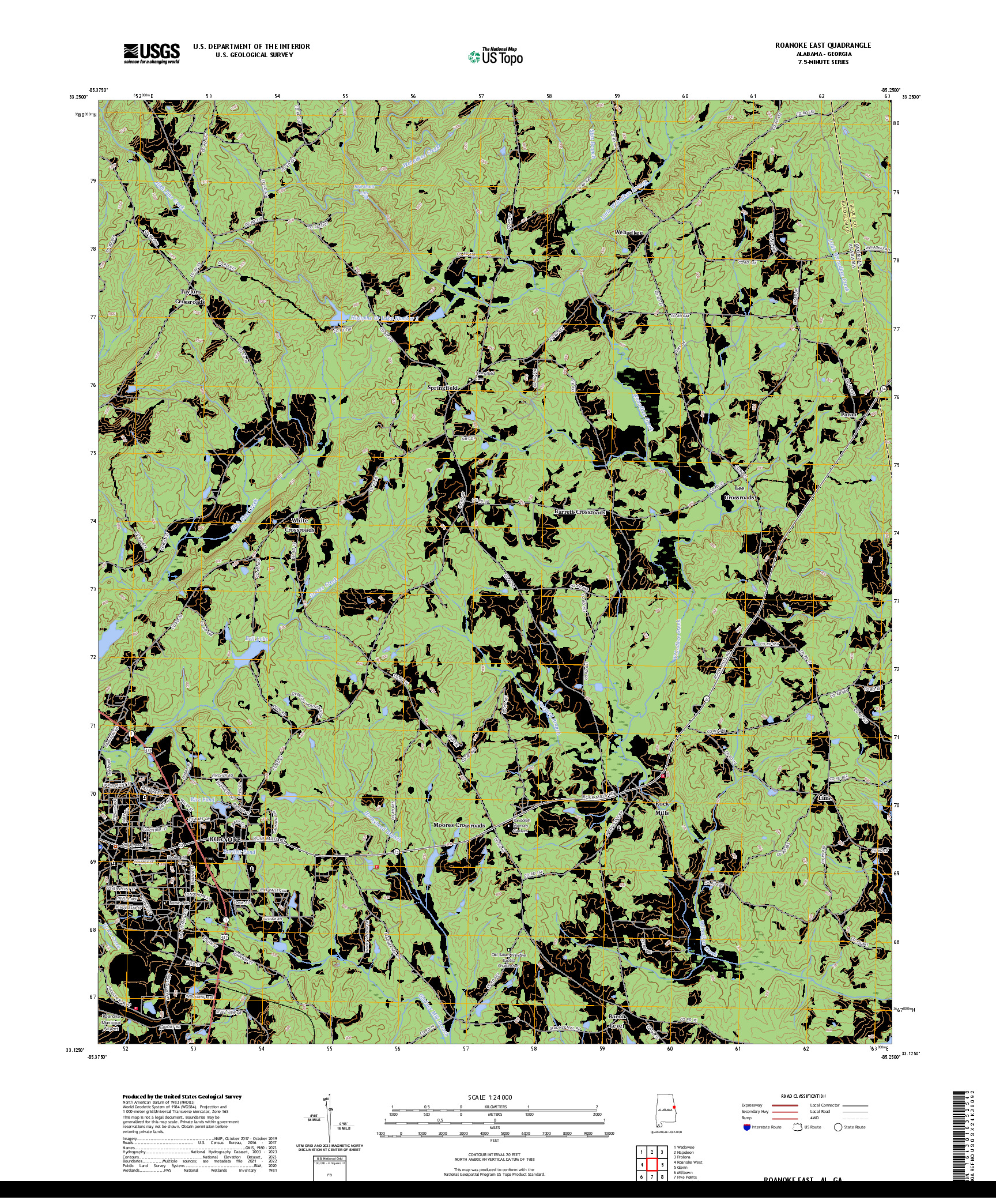 US TOPO 7.5-MINUTE MAP FOR ROANOKE EAST, AL,GA