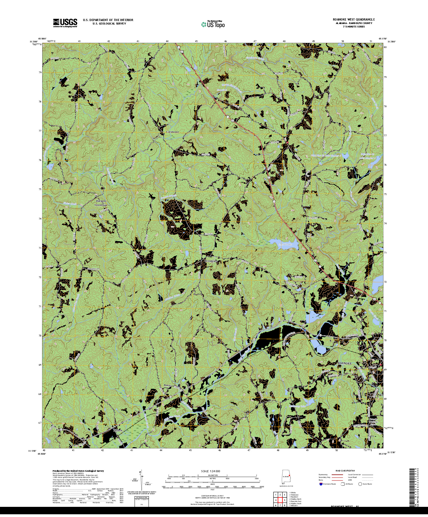 US TOPO 7.5-MINUTE MAP FOR ROANOKE WEST, AL