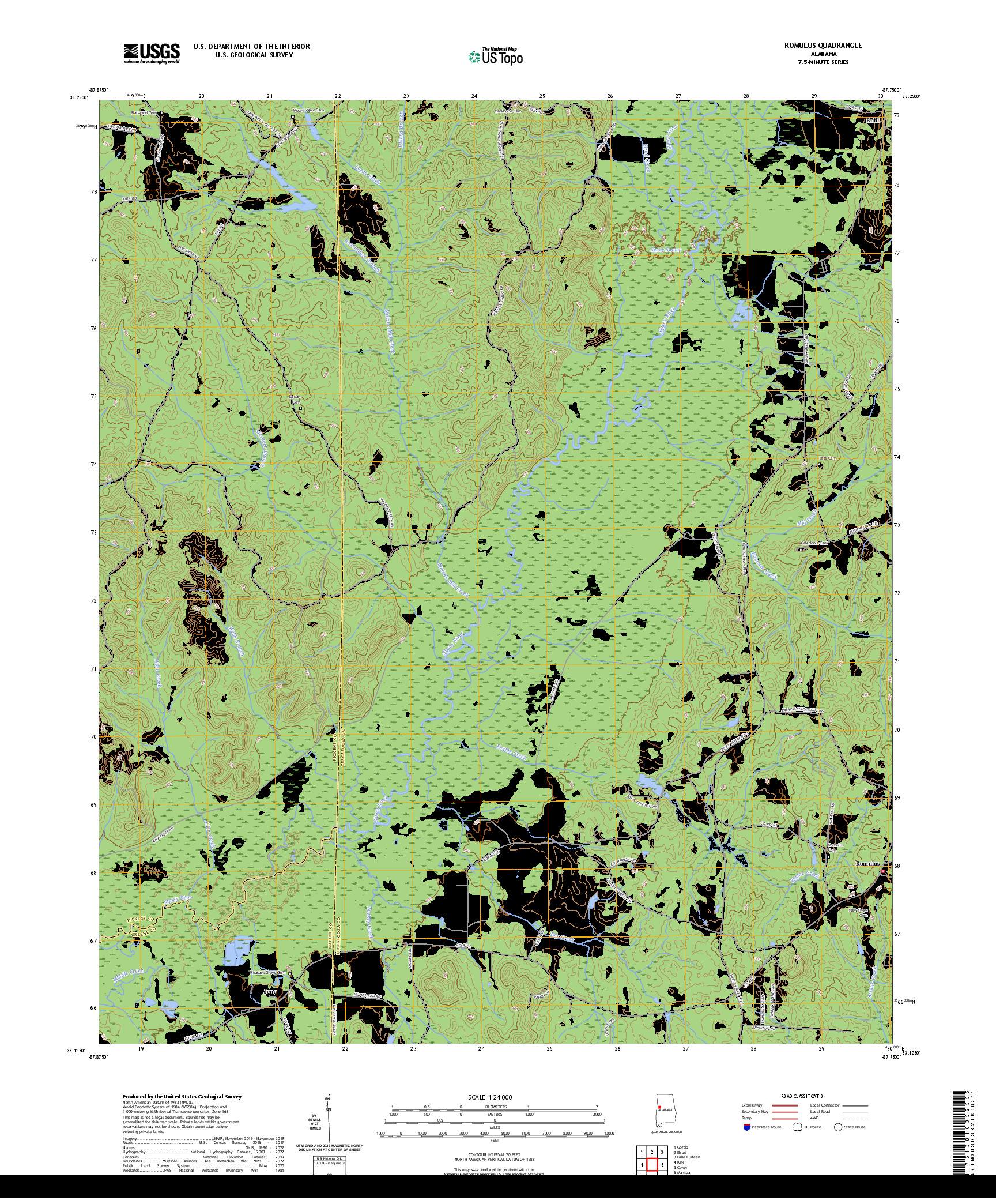 US TOPO 7.5-MINUTE MAP FOR ROMULUS, AL